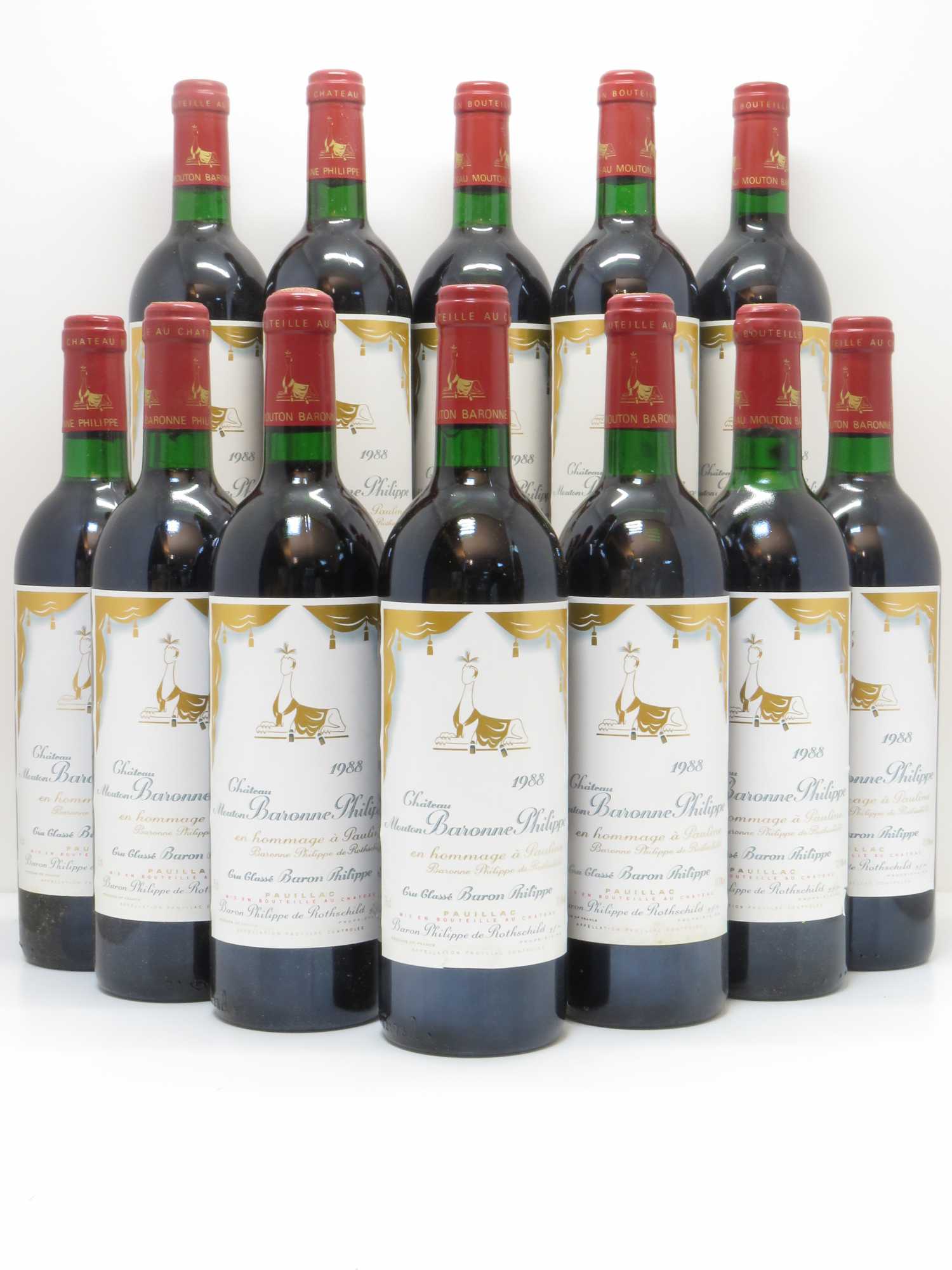 Château d' Armailhac - Mouton Baron(ne) Philippe 5ème Grand Cru Classé 1988 - Lot de 12 bouteilles - 0