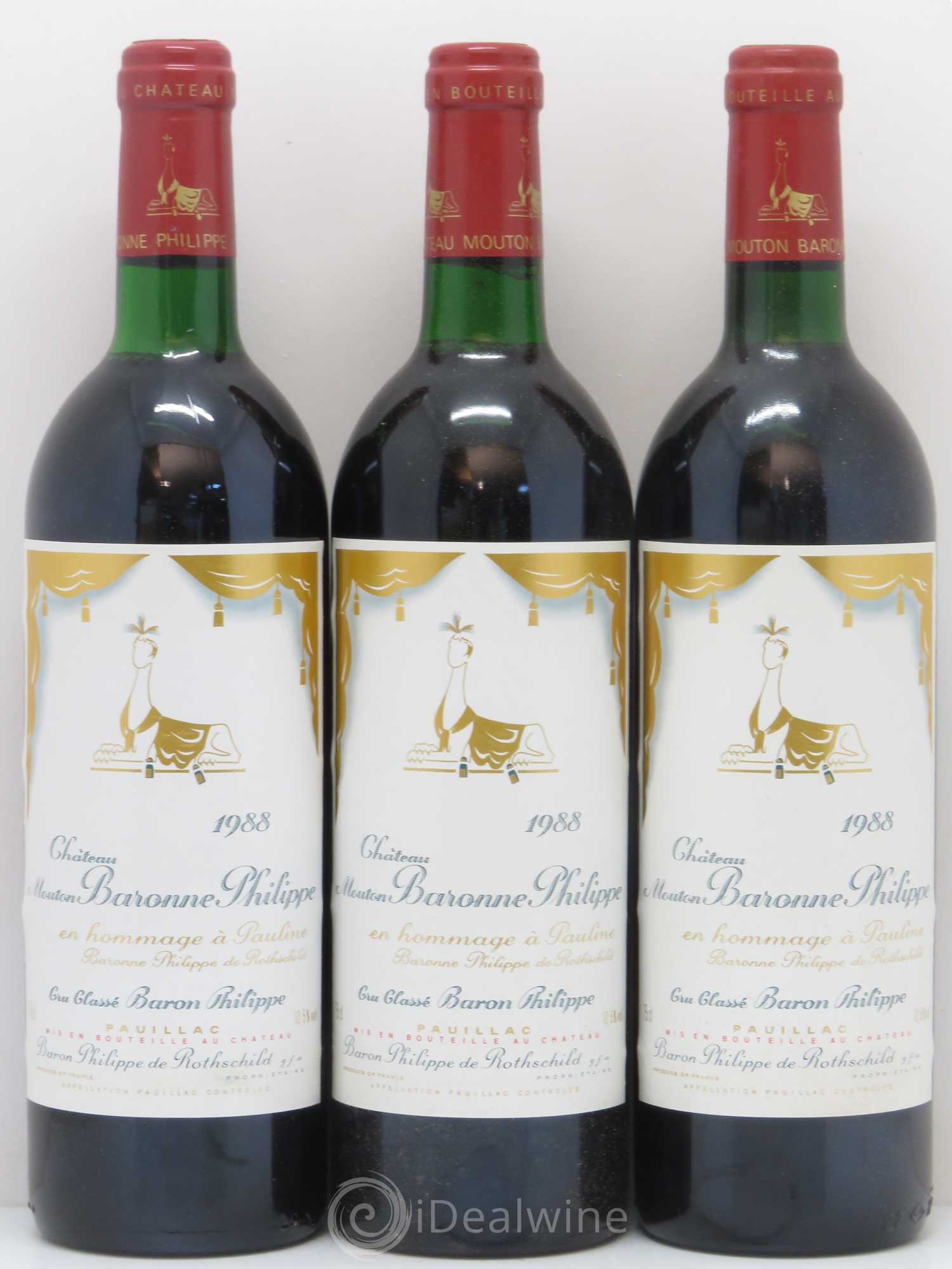 Château d' Armailhac - Mouton Baron(ne) Philippe 5ème Grand Cru Classé 1988 - Lot de 12 bouteilles - 1