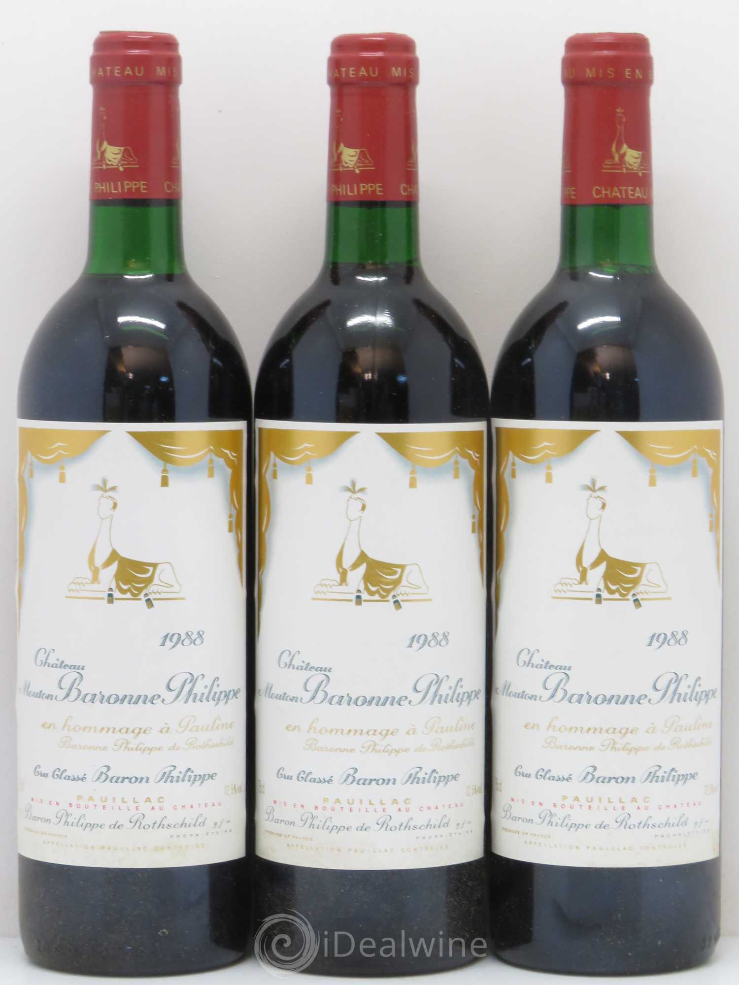 Château d' Armailhac - Mouton Baron(ne) Philippe 5ème Grand Cru Classé 1988 - Lot de 12 bouteilles - 3
