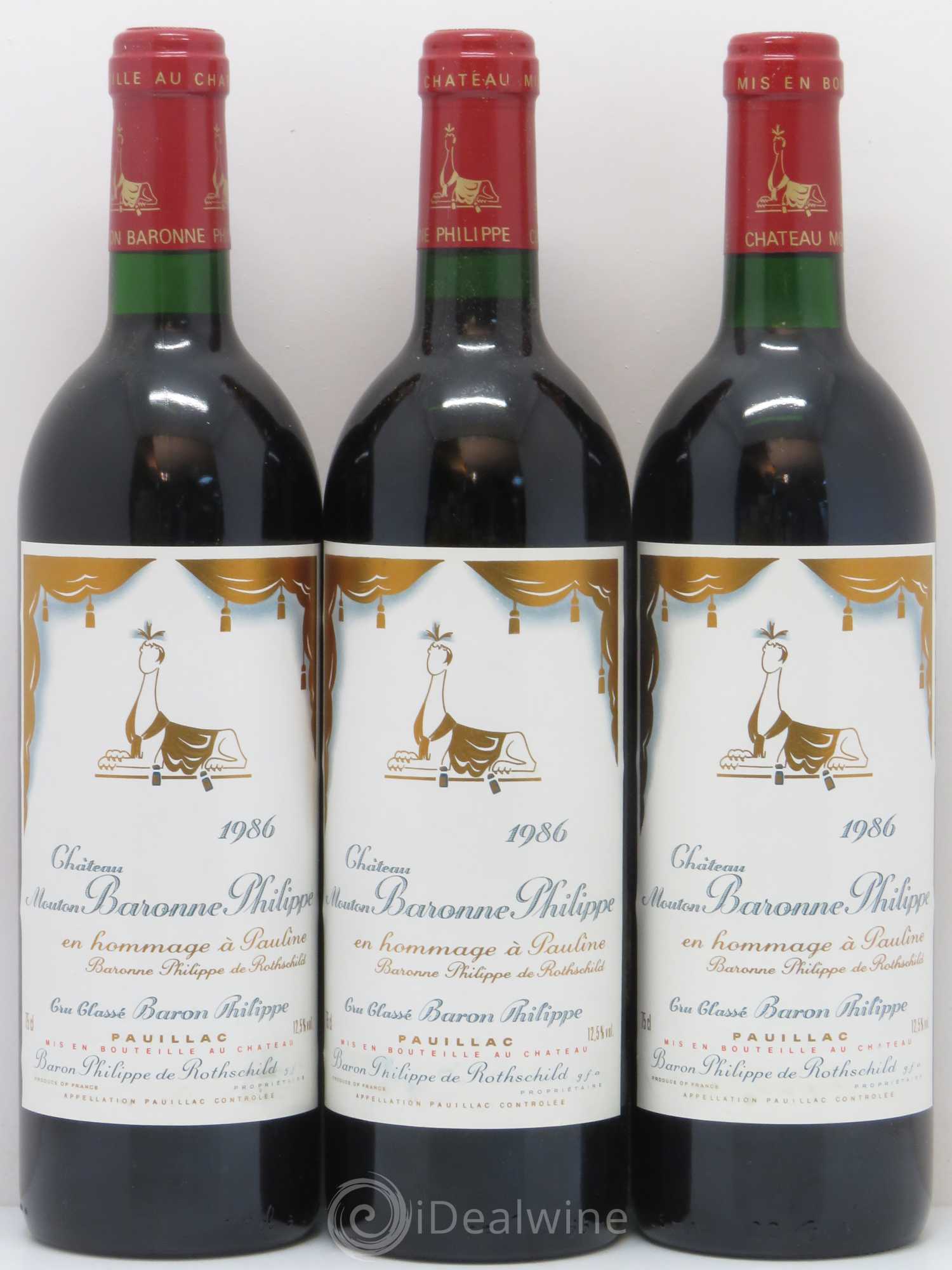 Château d' Armailhac - Mouton Baron(ne) Philippe 5ème Grand Cru Classé 1986 - Lot de 12 bouteilles - 1