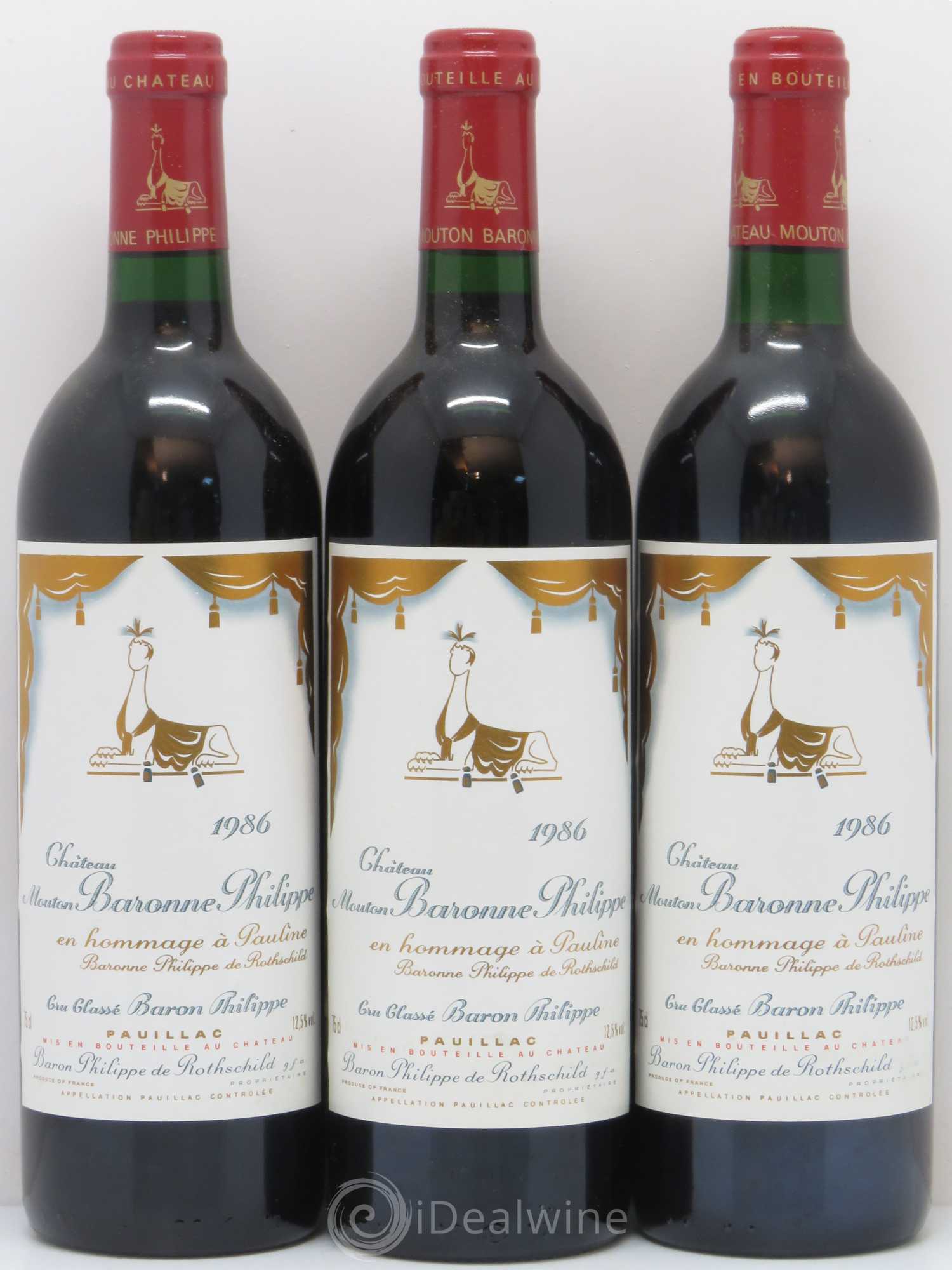 Château d' Armailhac - Mouton Baron(ne) Philippe 5ème Grand Cru Classé 1986 - Lot de 12 bouteilles - 2