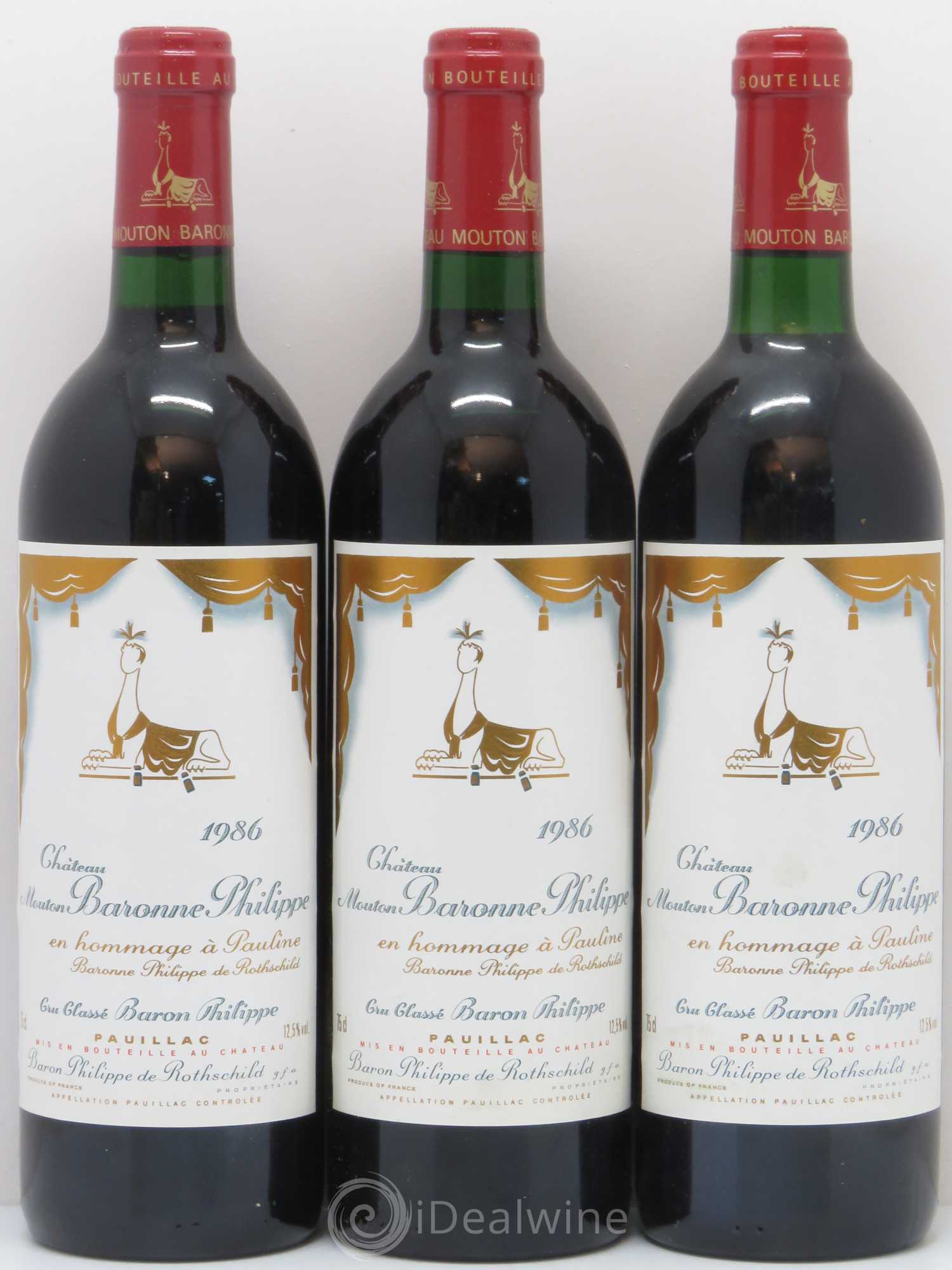 Château d' Armailhac - Mouton Baron(ne) Philippe 5ème Grand Cru Classé 1986 - Lot de 12 bouteilles - 3