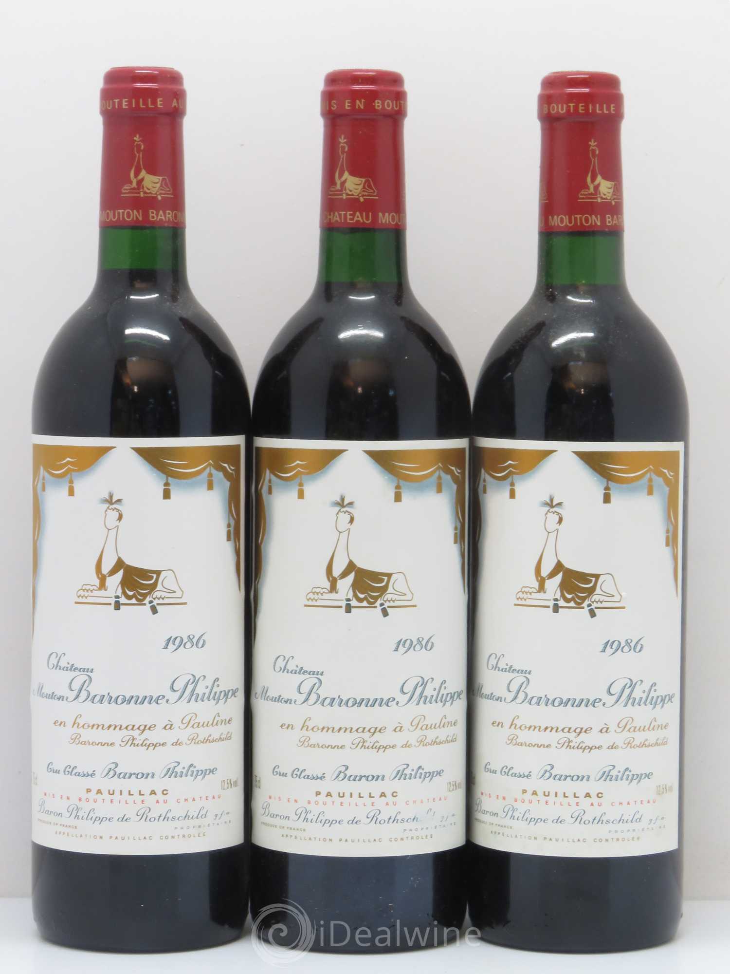 Château d' Armailhac - Mouton Baron(ne) Philippe 5ème Grand Cru Classé 1986 - Lot de 12 bouteilles - 2