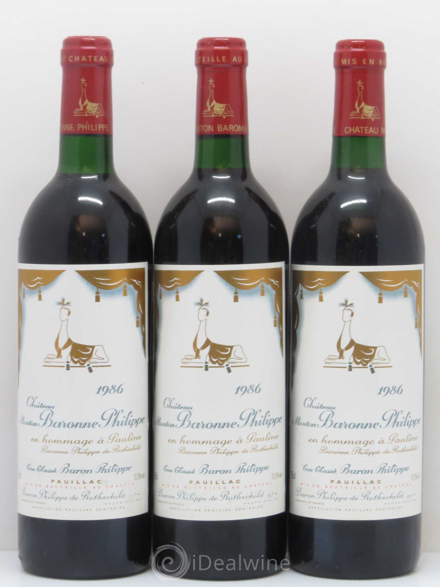 Château d' Armailhac - Mouton Baron(ne) Philippe 5ème Grand Cru Classé 1986 - Lot de 12 bouteilles - 3