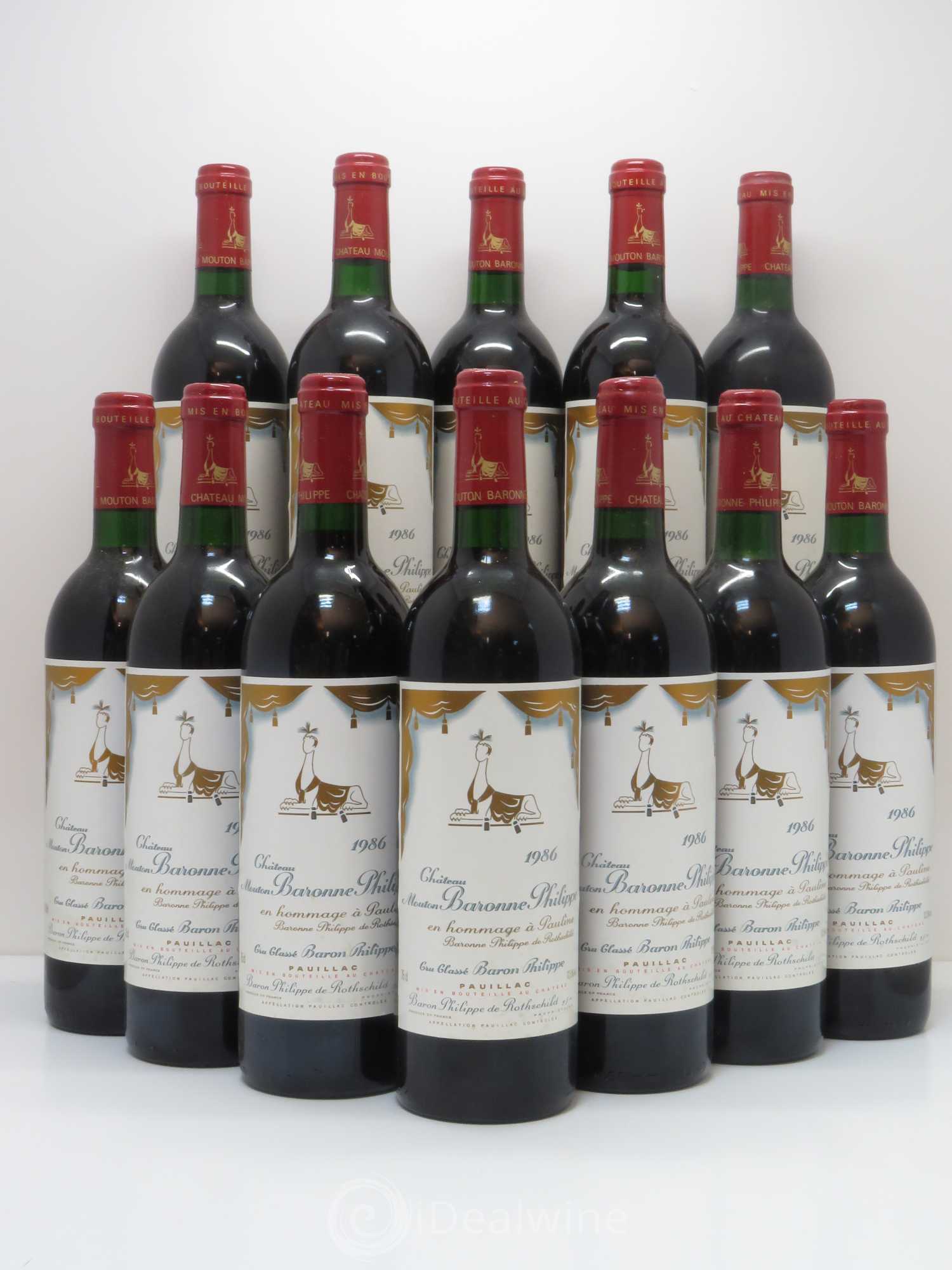 Château d' Armailhac - Mouton Baron(ne) Philippe 5ème Grand Cru Classé 1986 - Lot de 12 bouteilles - 0