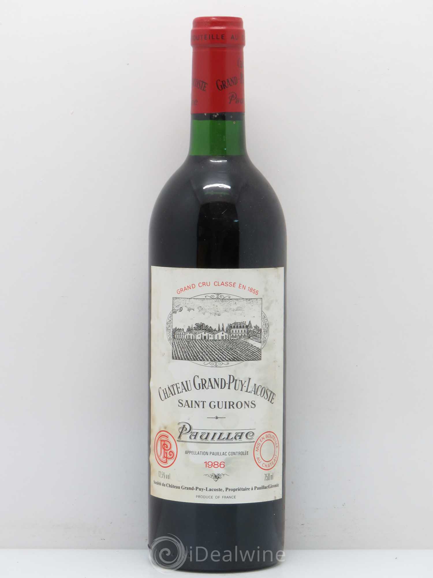 Château Grand Puy Lacoste 5ème Grand Cru Classé (sans prix de réserve) 1986 - Lot de 1 bouteille - 0
