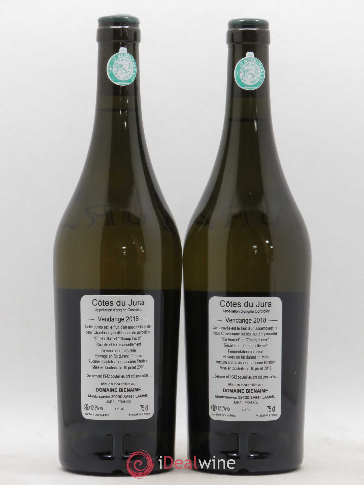 Côtes du Jura Chardonnay Bruno Bienaimé 2018 - Lot de 2 bouteilles - 1