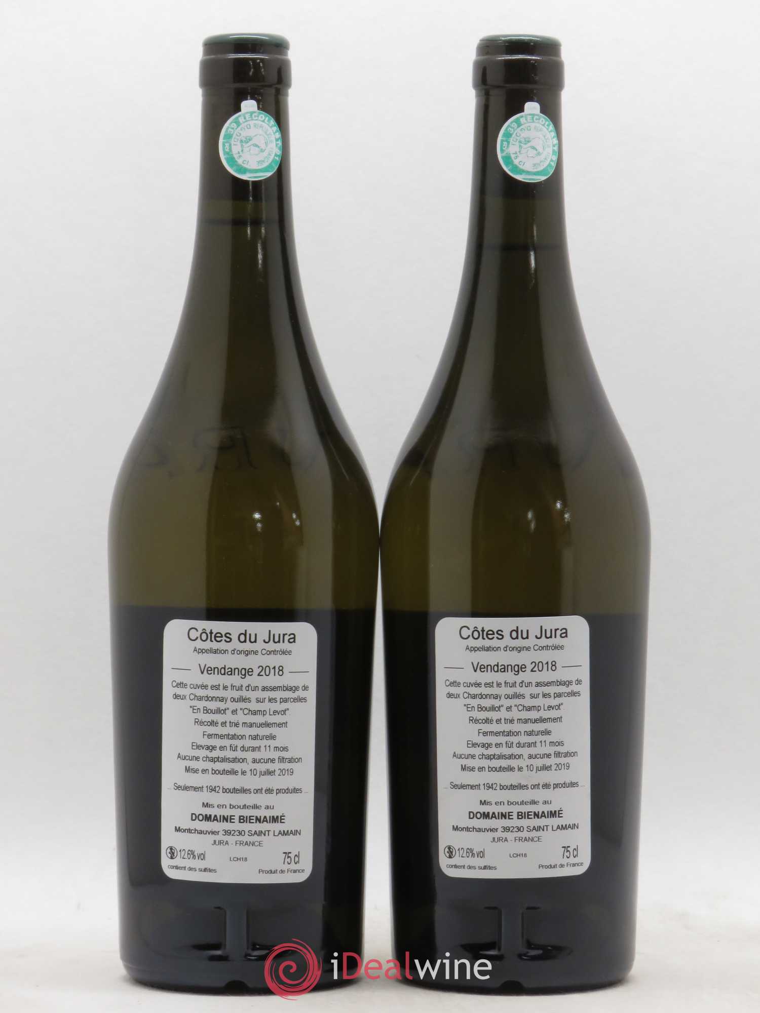 Côtes du Jura Chardonnay Bruno Bienaimé 2018 - Lot de 2 bouteilles - 1