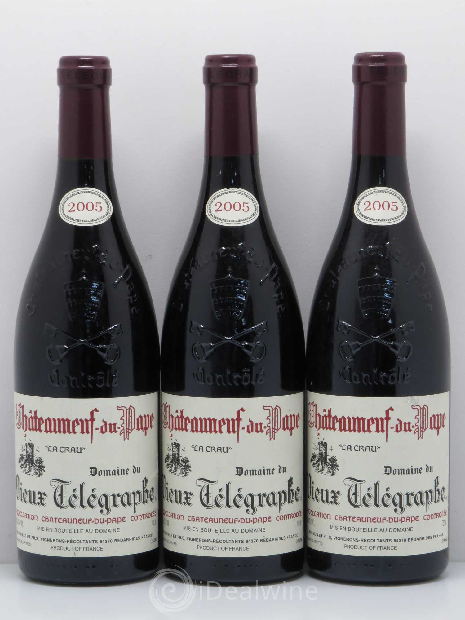 Châteauneuf-du-Pape Vieux Télégraphe (Domaine du) Vignobles Brunier 2005 - Lot de 3 bouteilles - 0