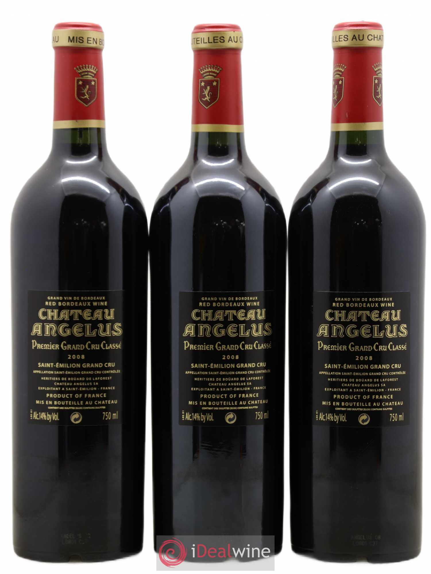 Château Angélus 1er Grand Cru Classé A 2008 - Lot de 12 bouteilles - 8