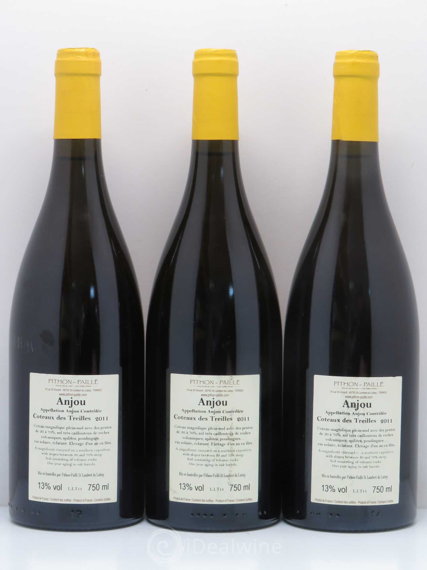 Anjou Coteau des Treilles Domaine Pithon-Paillé 2011 - Lot de 3 bouteilles - 1