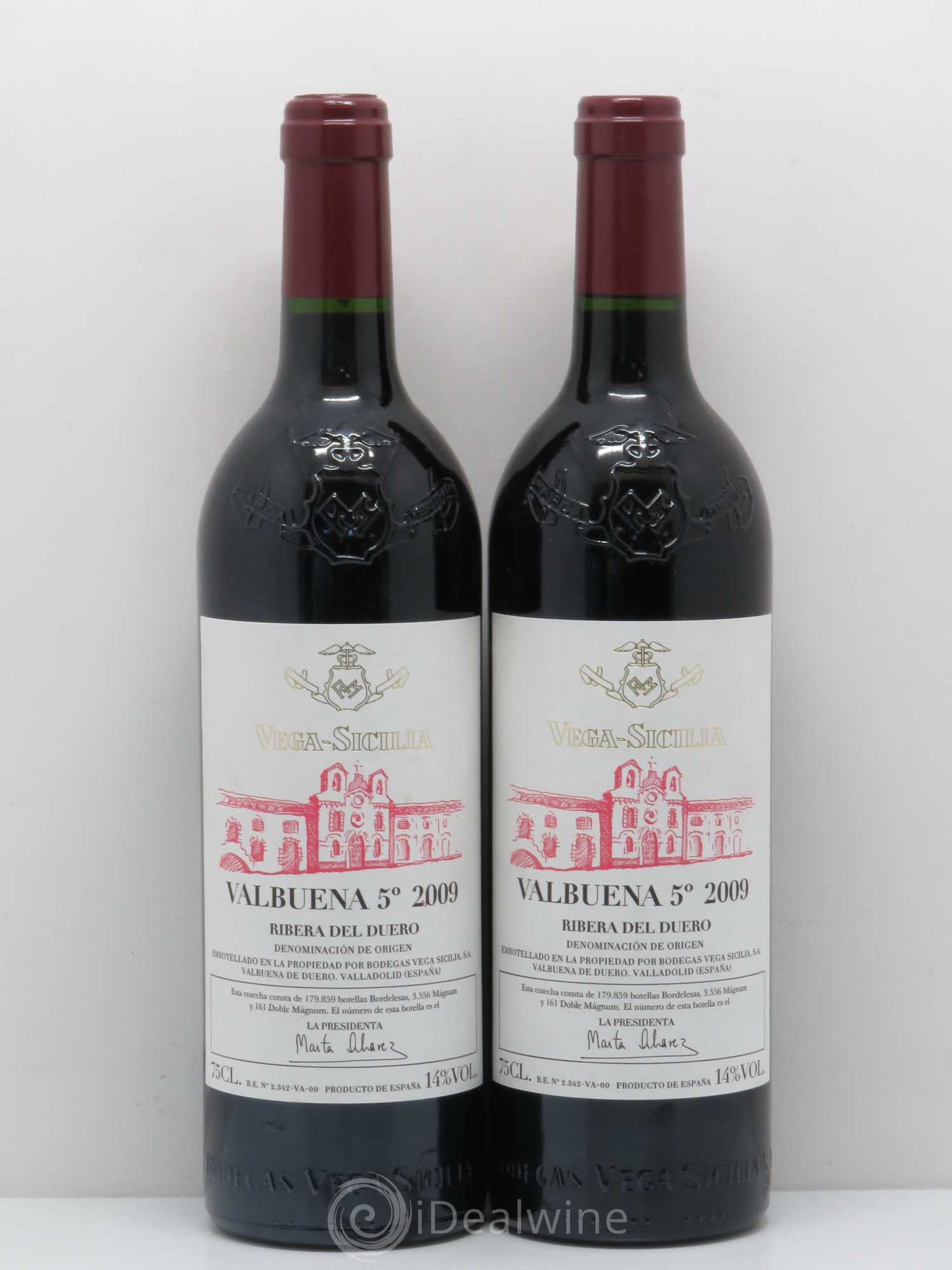 Ribera Del Duero DO Vega Sicilia Valbuena 5 ano Famille Alvarez 2009 - Lot de 2 bouteilles - 0