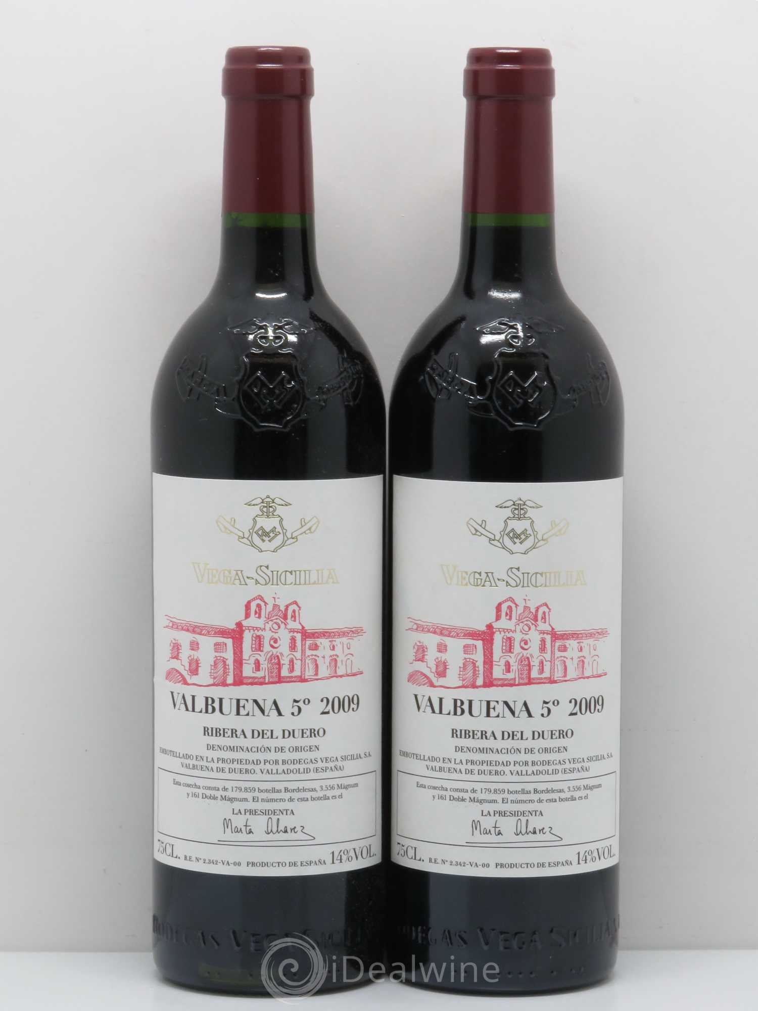 Ribera Del Duero DO Vega Sicilia Valbuena 5 ano Famille Alvarez 2009 - Lot de 2 bouteilles - 0