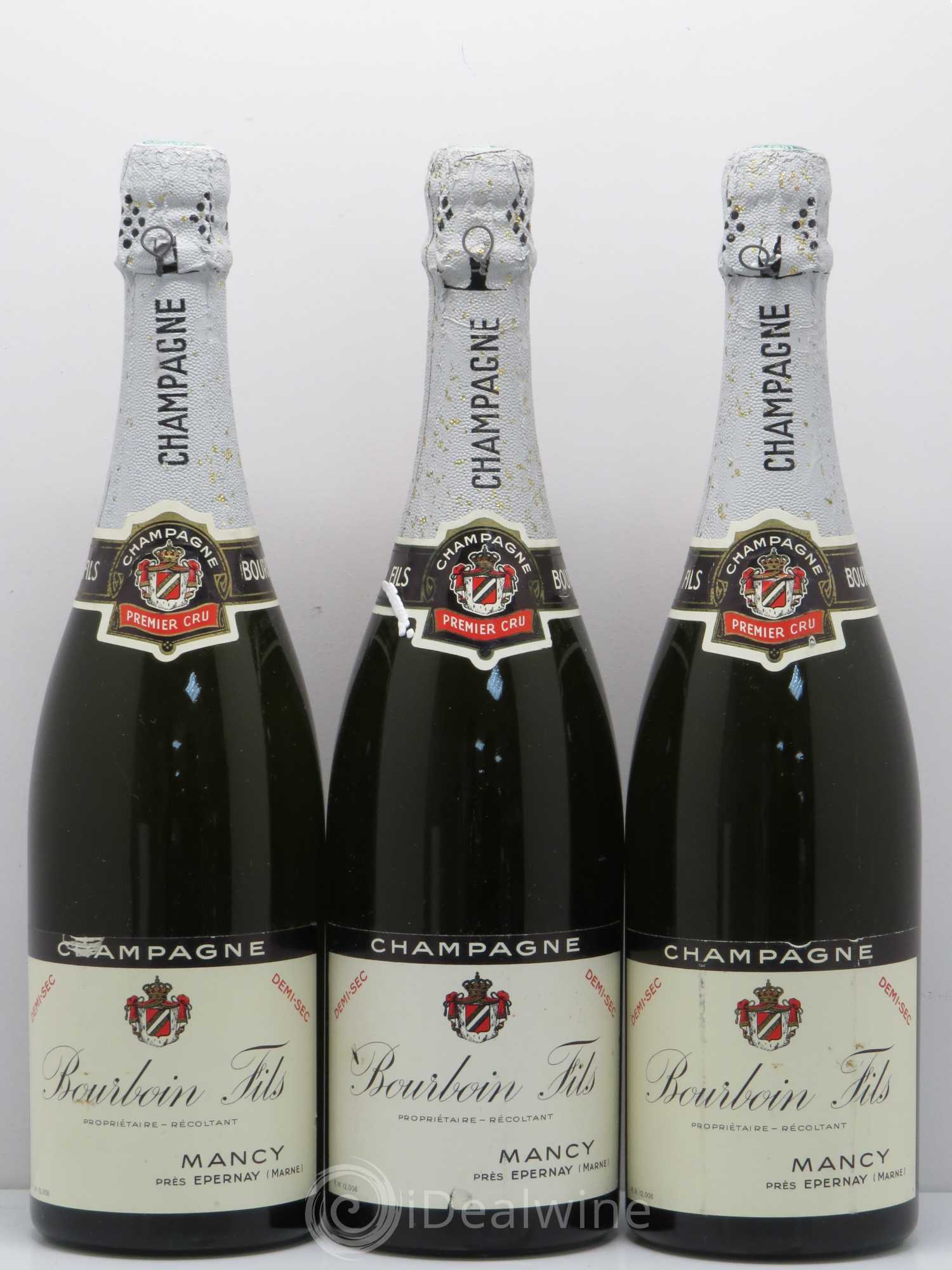 Champagne 1er cru demi sec Bourboin et Fils (no reserve) - Lot of 3 bottles - 0