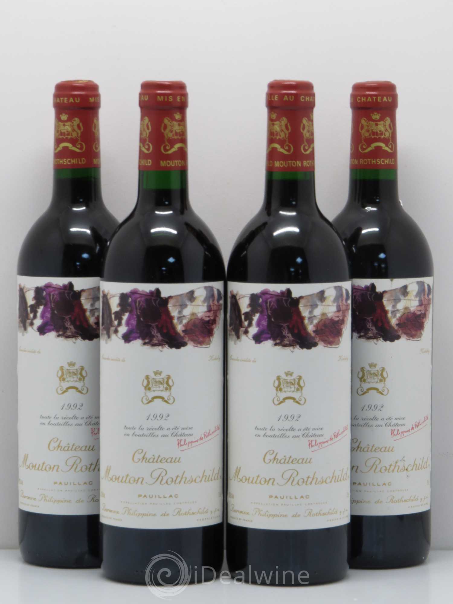 Château Mouton Rothschild 1er Grand Cru Classé 1992 - Lot de 4 bouteilles - 0