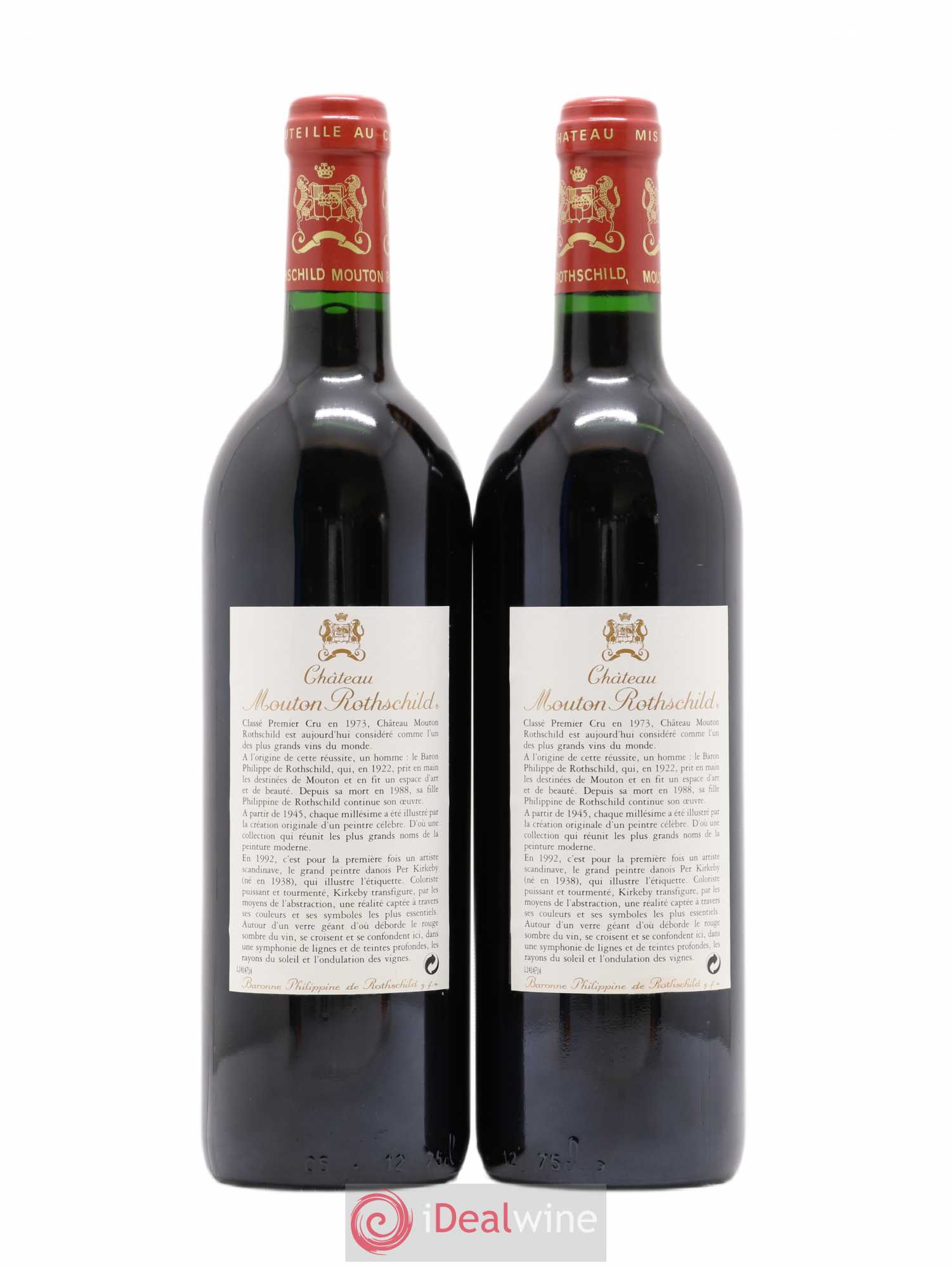 Château Mouton Rothschild 1er Grand Cru Classé 1992 - Lot de 2 bouteilles - 1