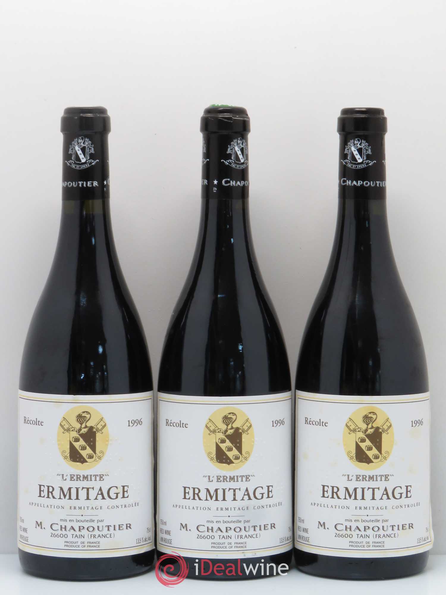 Hermitage Ermitage l'Ermite Chapoutier 1996 - Lot de 3 bouteilles - 0