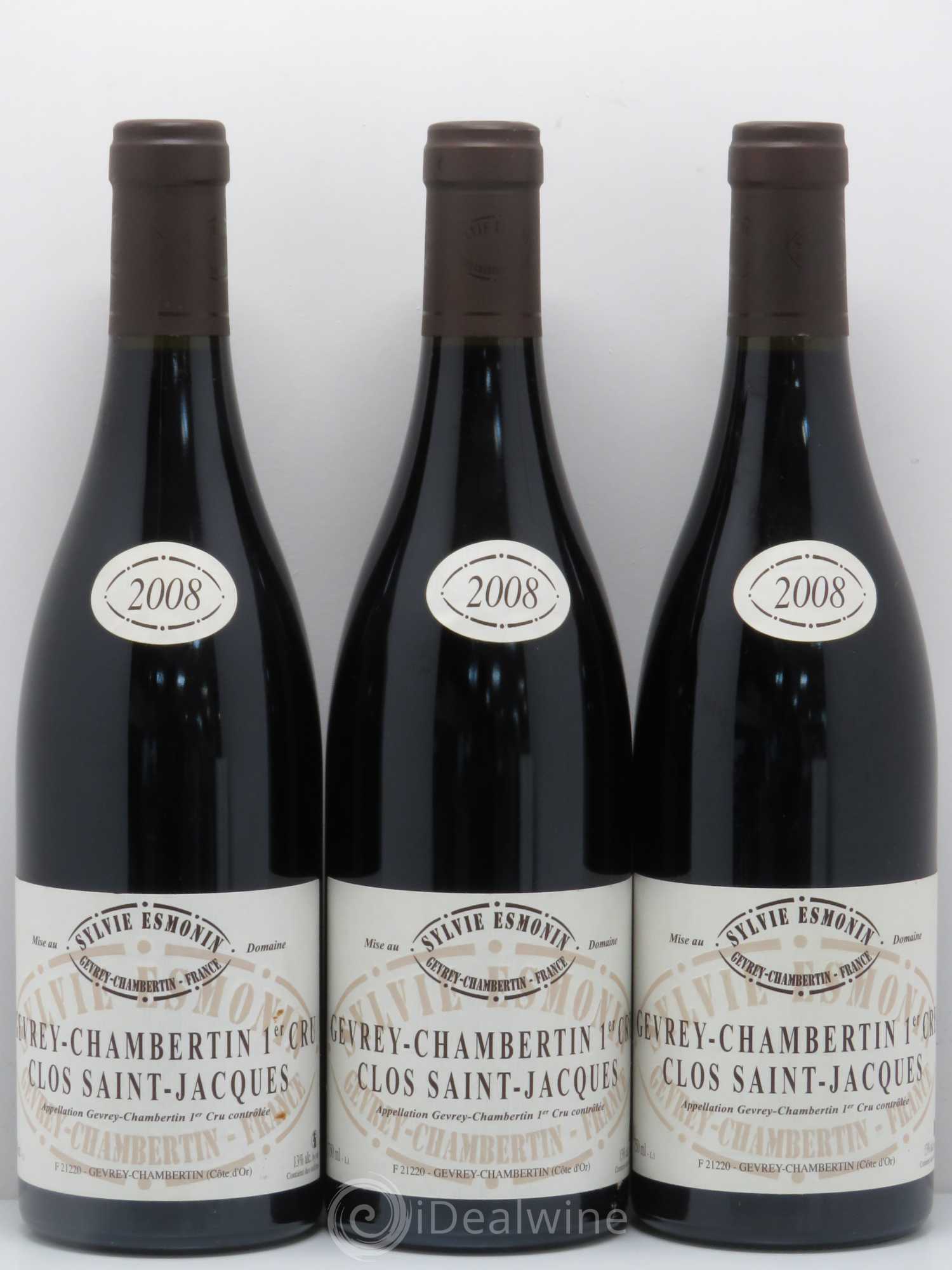Gevrey-Chambertin 1er Cru Clos Saint Jacques Sylvie Esmonin 2008 - Lot de 3 bouteilles - 0