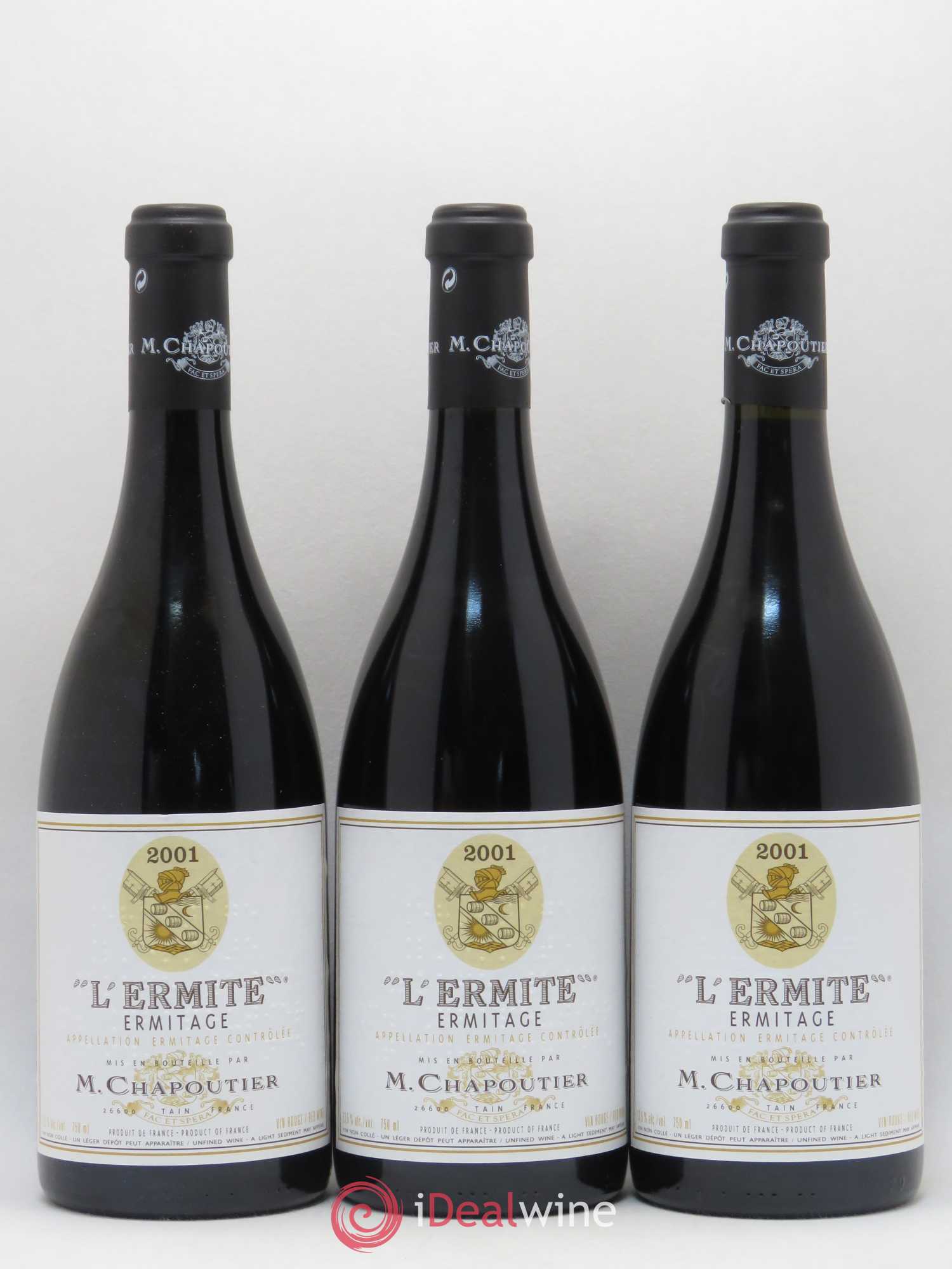 Hermitage Ermitage l'Ermite Chapoutier 2001 - Lot de 3 bouteilles - 0
