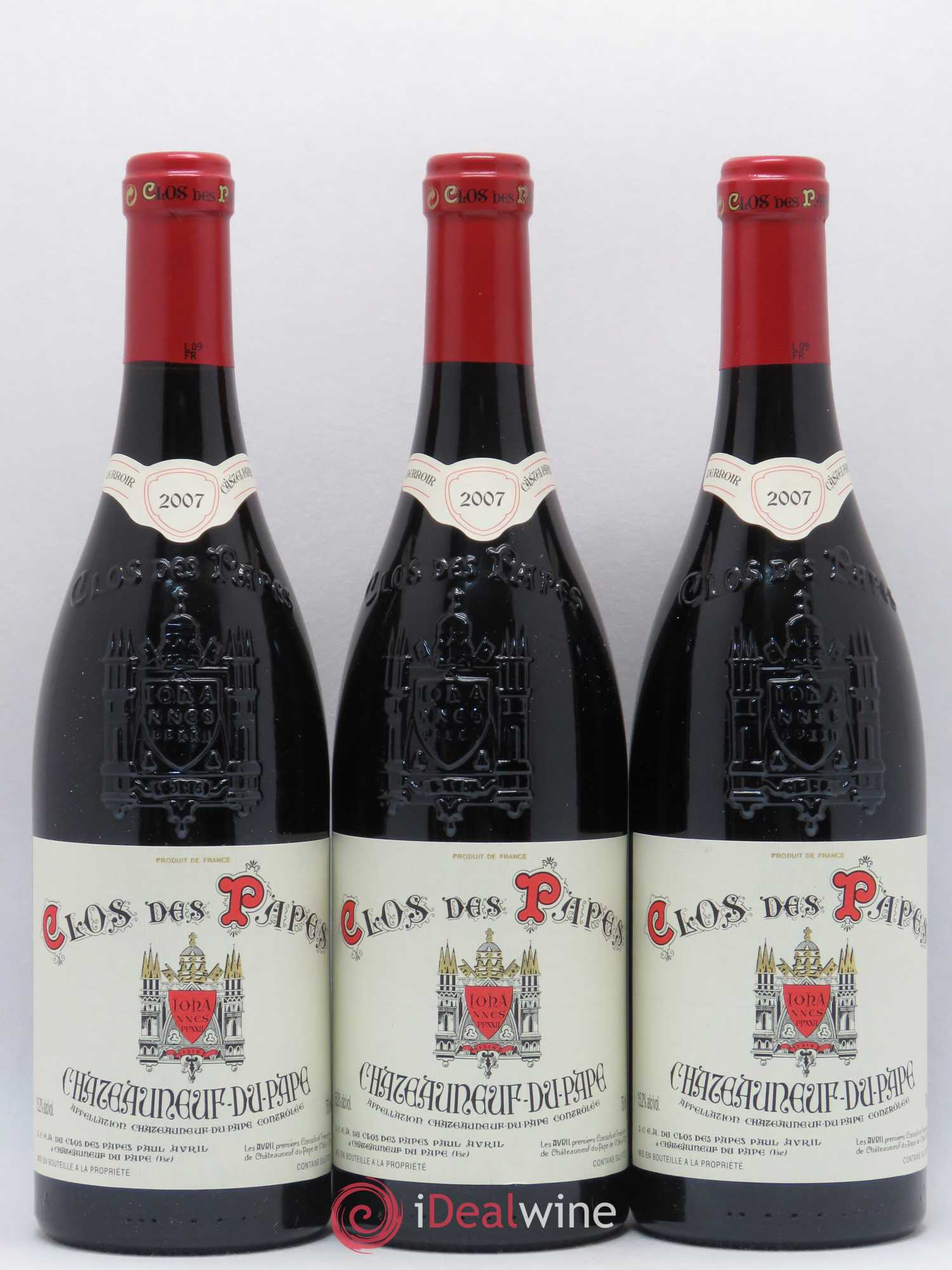 Châteauneuf-du-Pape Clos des Papes - Paul Avril 2007 - Lot de 3 bouteilles - 0