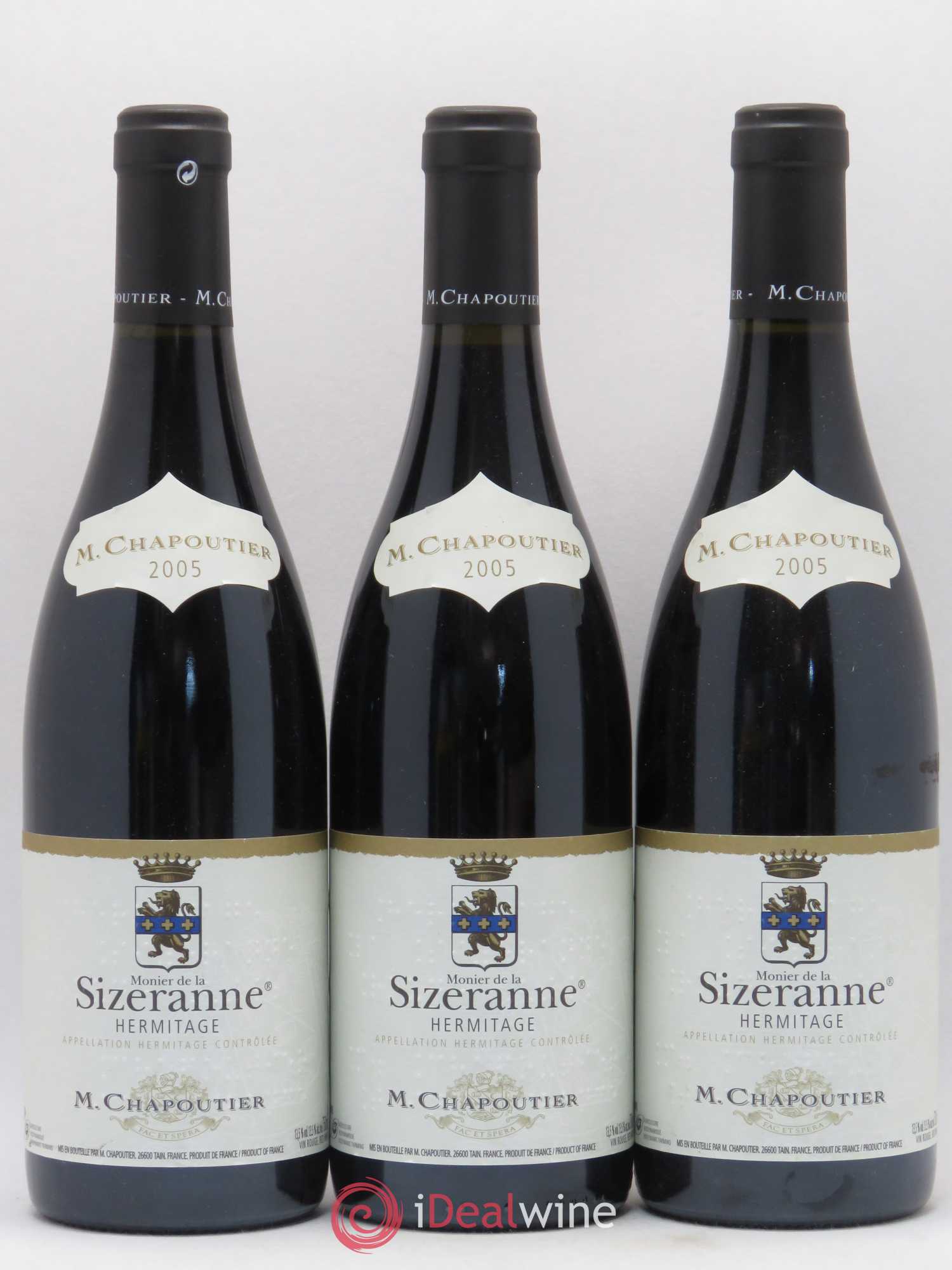 Hermitage Monier de La Sizeranne Chapoutier 2005 - Lot de 3 bouteilles - 0