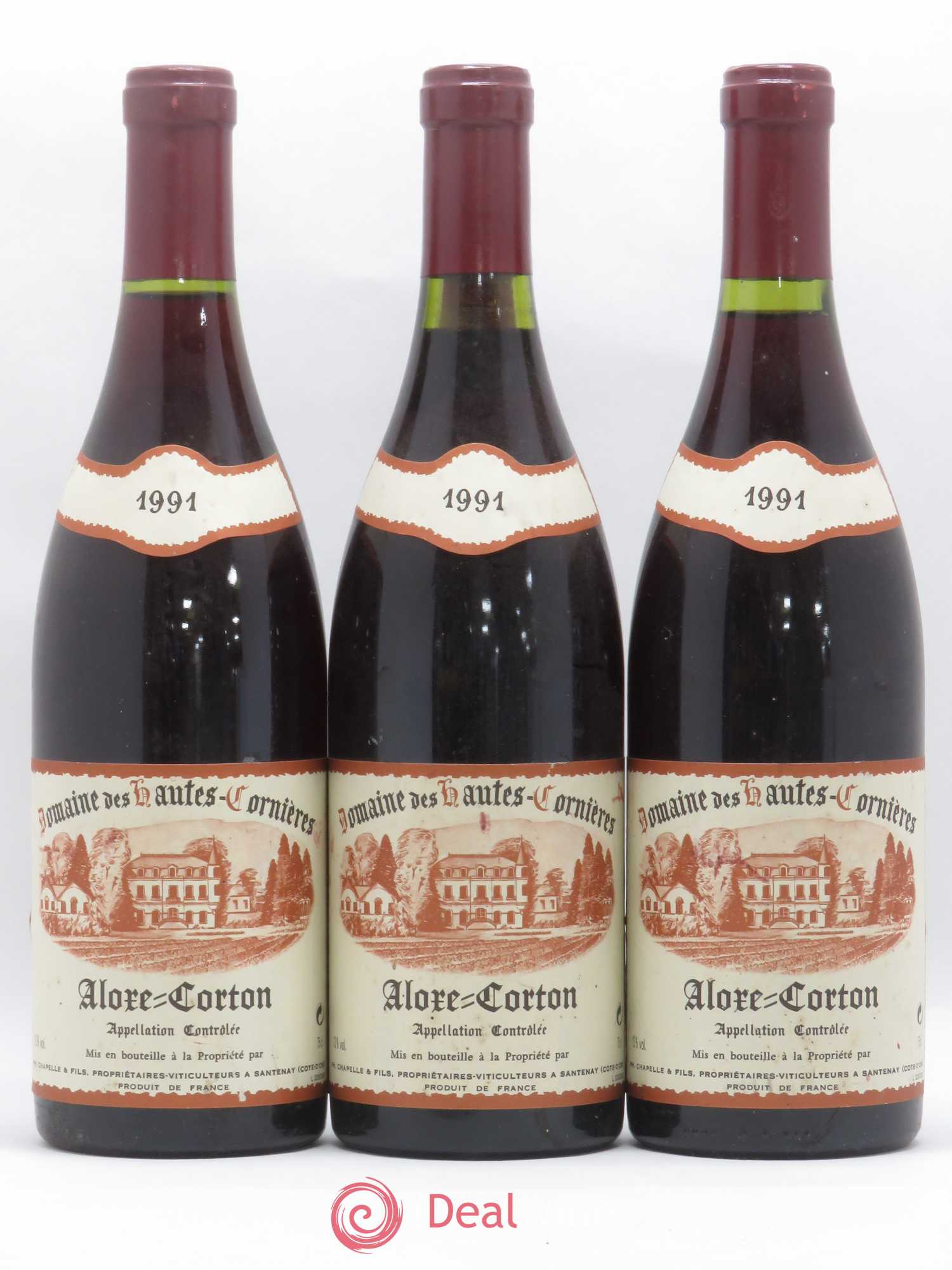Aloxe-Corton Domaine des Hautes Cornieres Chapelle & Fils 1991 - Posten von 3 Flaschen - 0