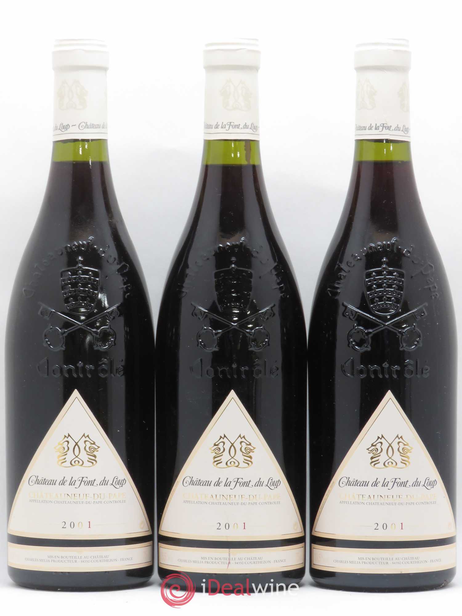 Châteauneuf-du-Pape Château de la Font du Loup 2001 - Lot de 3 bouteilles - 0