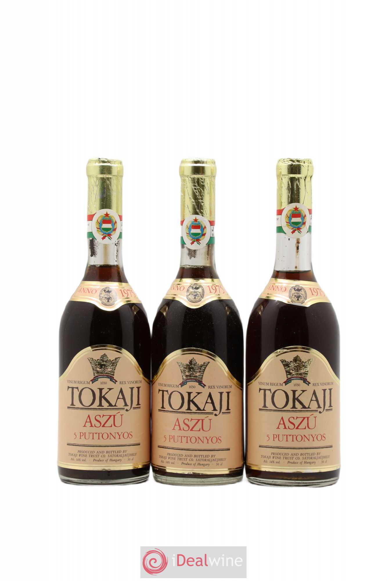 Tokaji 5 Puttonyos 50cl 1975 - Lotto di 3 bottiglie - 0