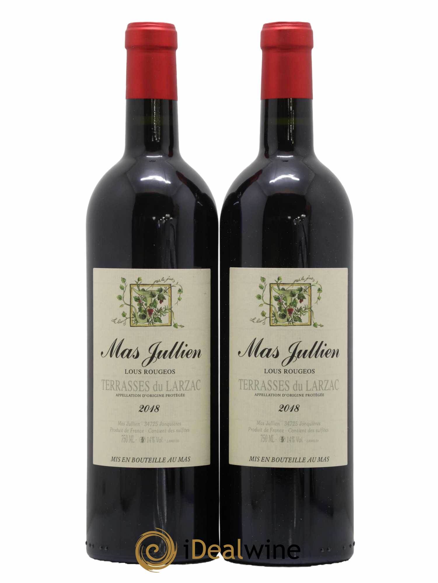 Terrasses du Larzac Mas Jullien Lous Rougeos Olivier Jullien 2018 - Lot de 2 bouteilles - 0