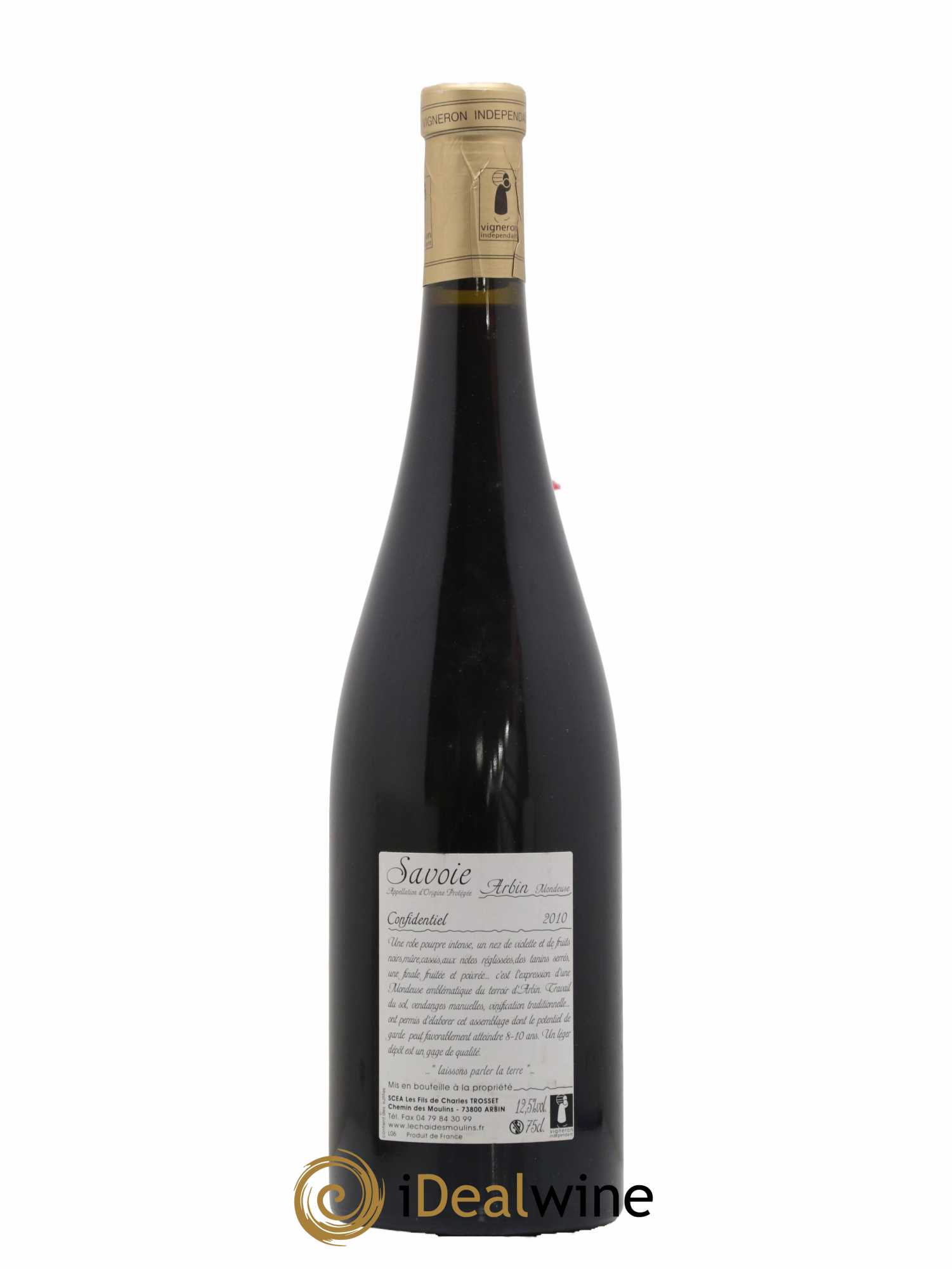 Vin de Savoie Arbin Mondeuse Confidentiel Trosset 2010 - Lot de 1 bouteille - 1