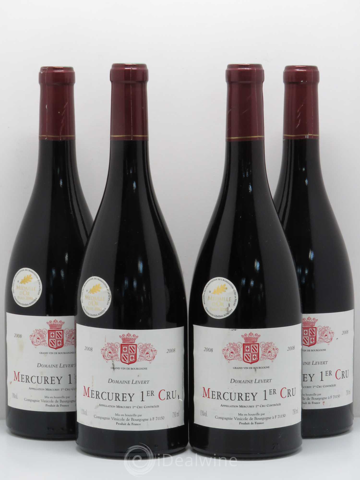 Mercurey 1er Cru Levert 2008 - Lot de 4 bouteilles - 0
