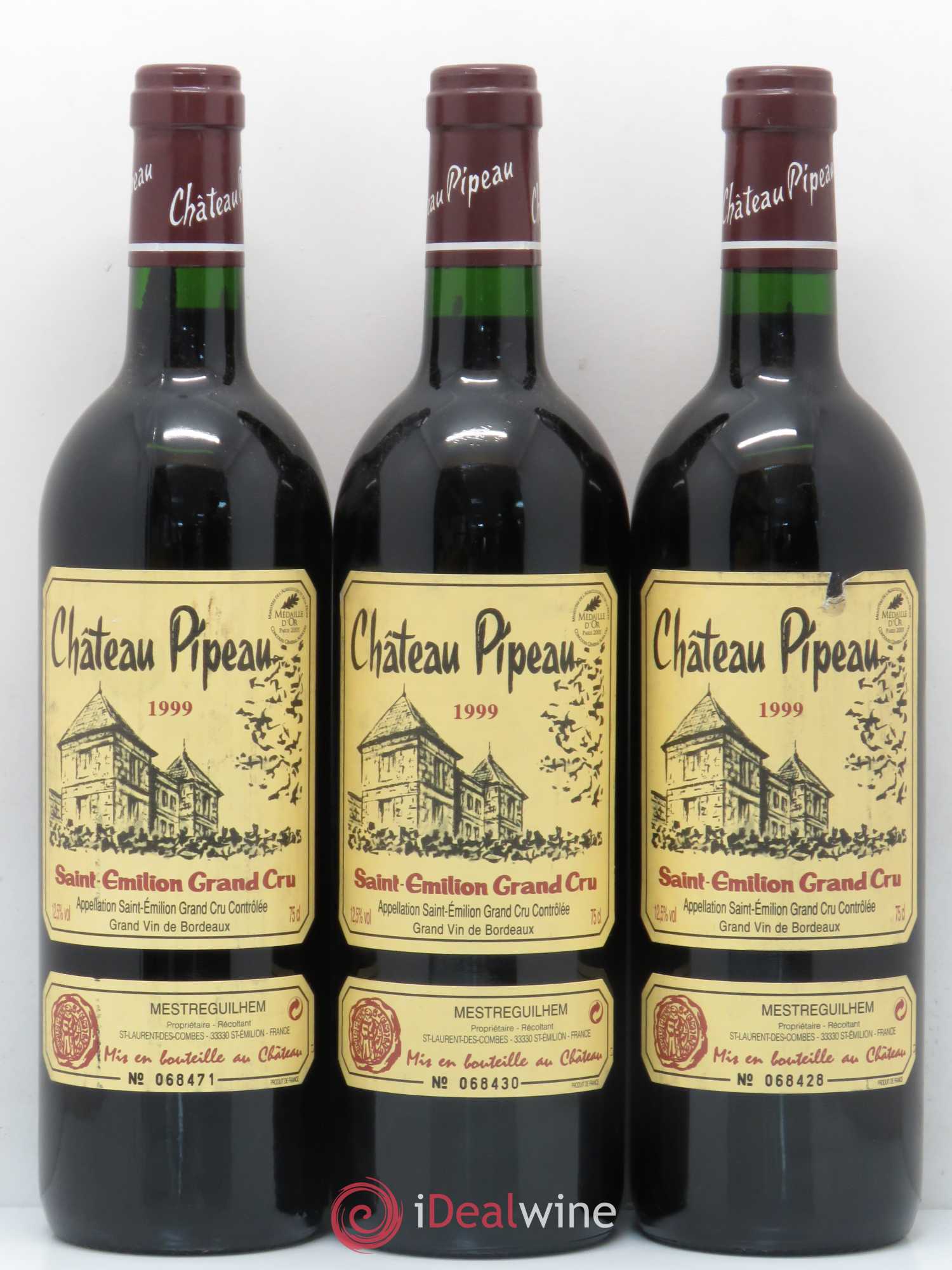 Château Pipeau 1999 - Lot de 3 bouteilles - 0