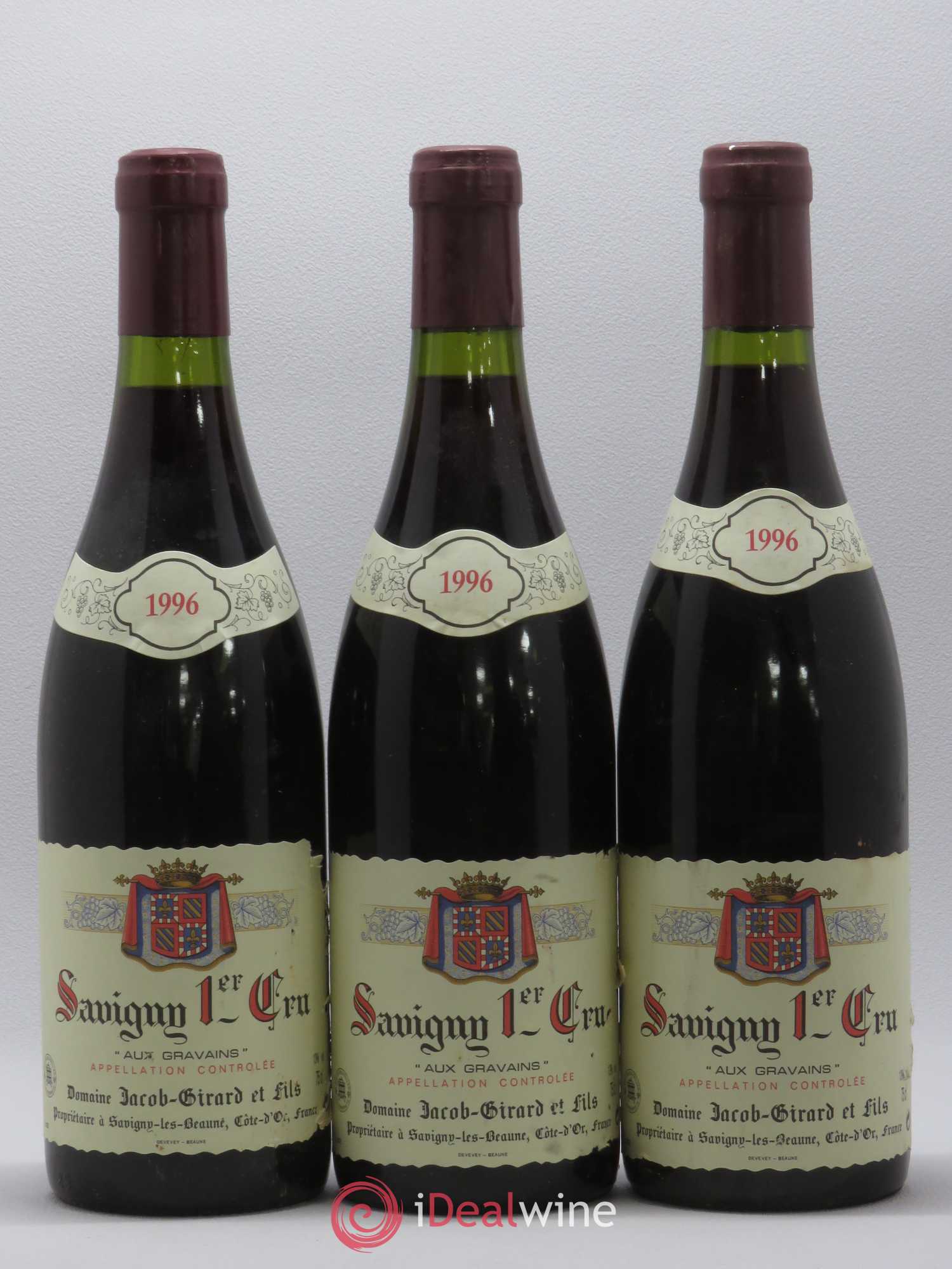 Savigny-lès-Beaune 1er Cru Aux Gravains Domaine Jacob Girard et Fils 1996 - Lot de 3 bouteilles - 0