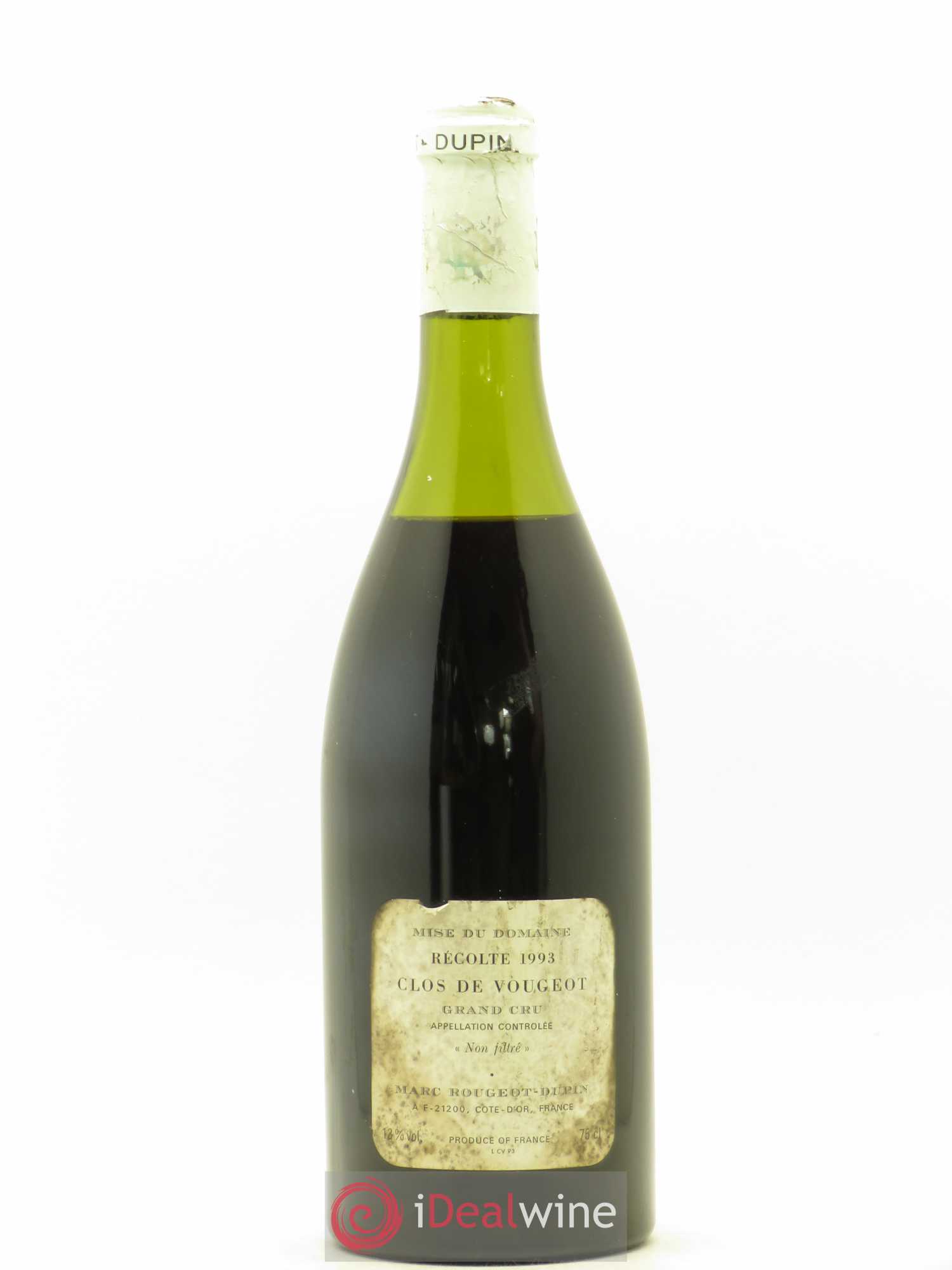 Clos de Vougeot Grand Cru Marc Rougeot-Dupin (sans prix de réserve) 1993 - Lot de 1 bouteille - 1