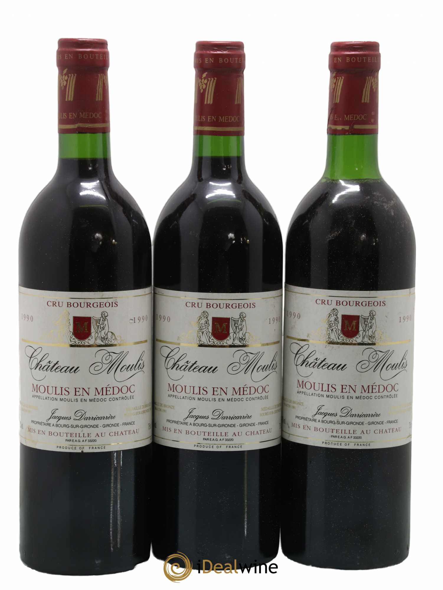 Château Moulis (sans prix de réserve) 1990 - Lot de 3 bouteilles - 0