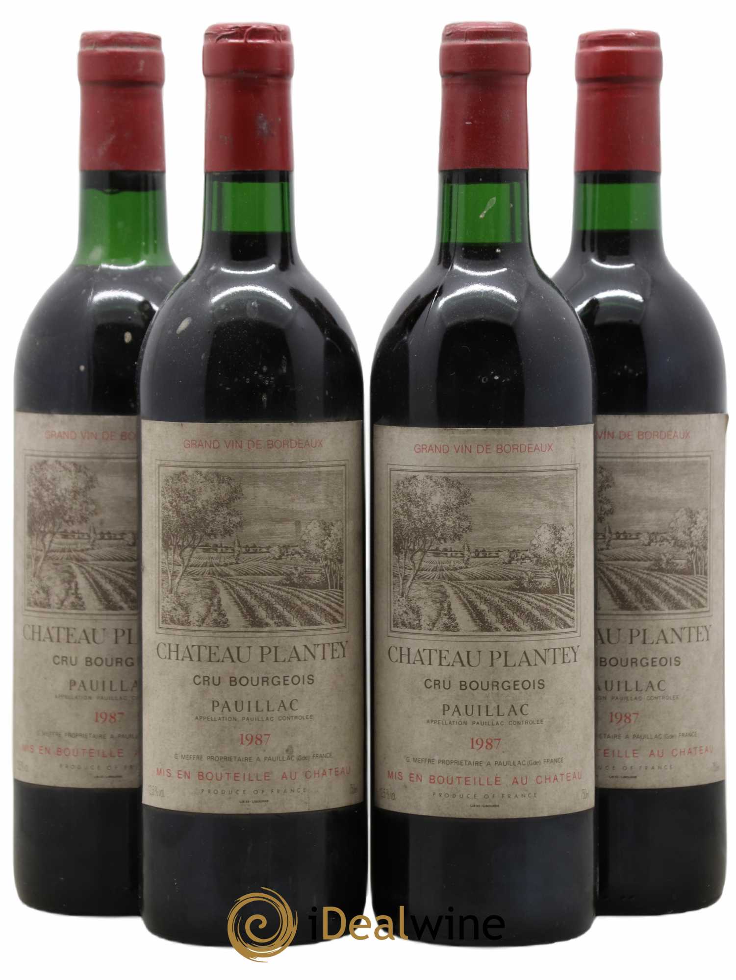 Château Plantey Cru Bourgeois 1987 - Lot de 4 bouteilles - 0