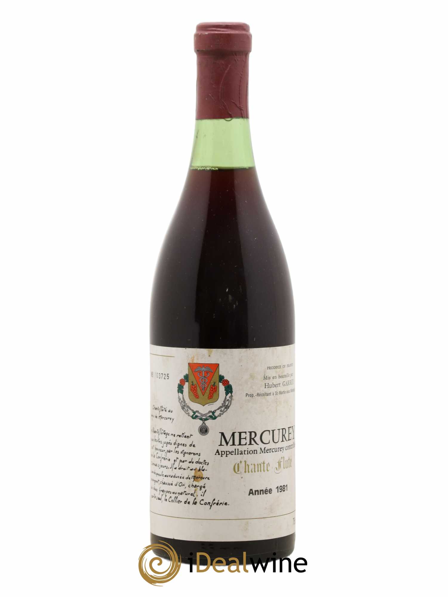 Mercurey Chante Flute Hubert Garrey 1981 - Posten von 1 Flasche - 0