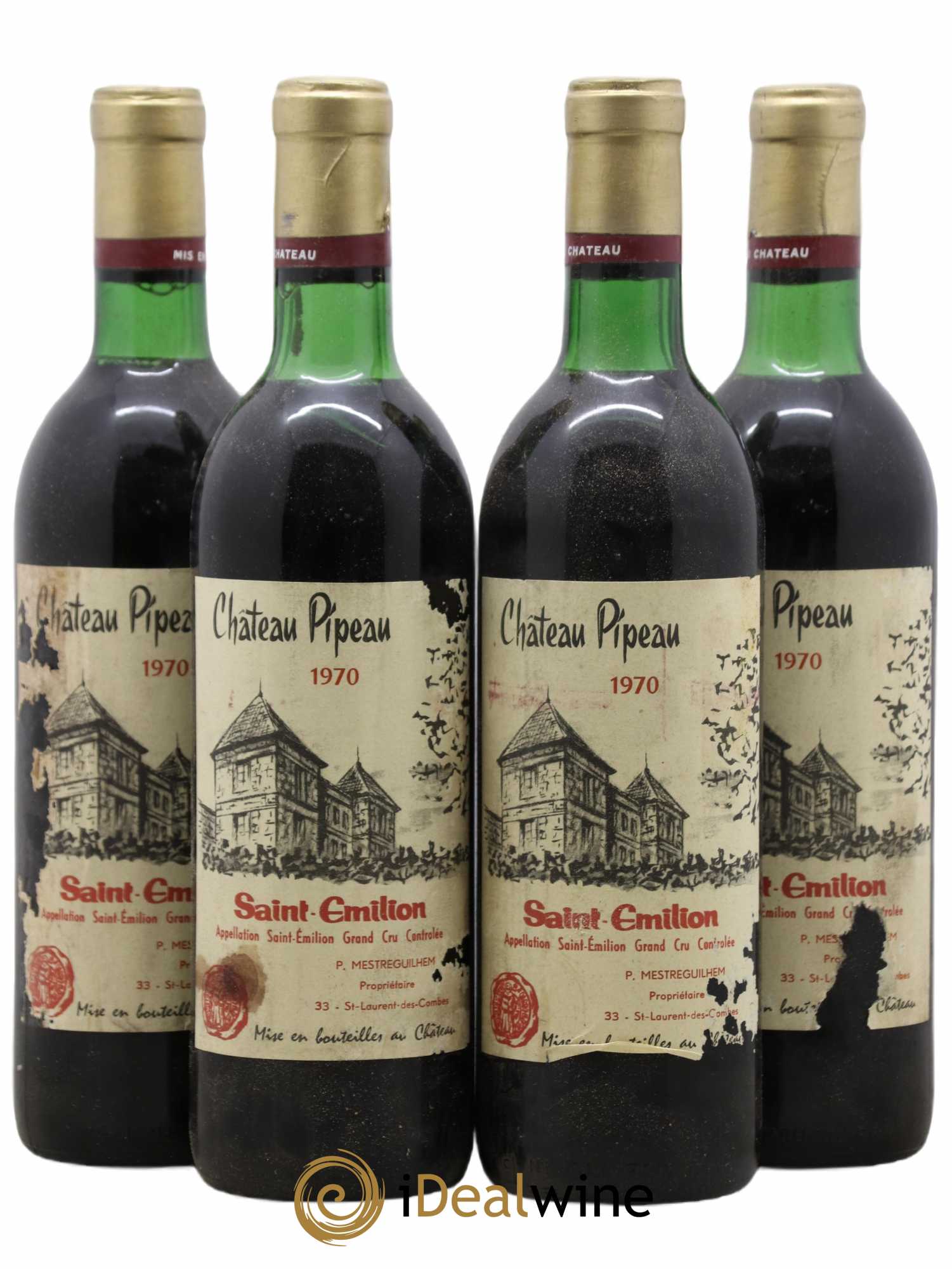 Château Pipeau 1970 - Lot de 4 bouteilles - 0