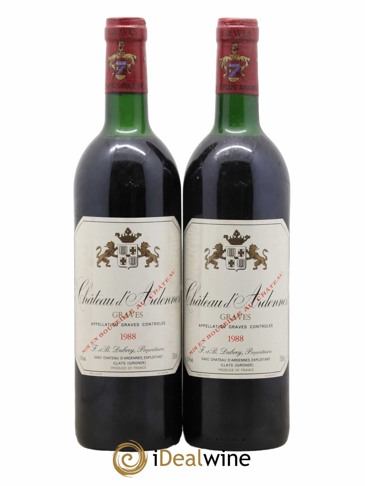 Graves Château D'Ardennes F Et Dubrey 1988 - Posten von 2 Flaschen - 0