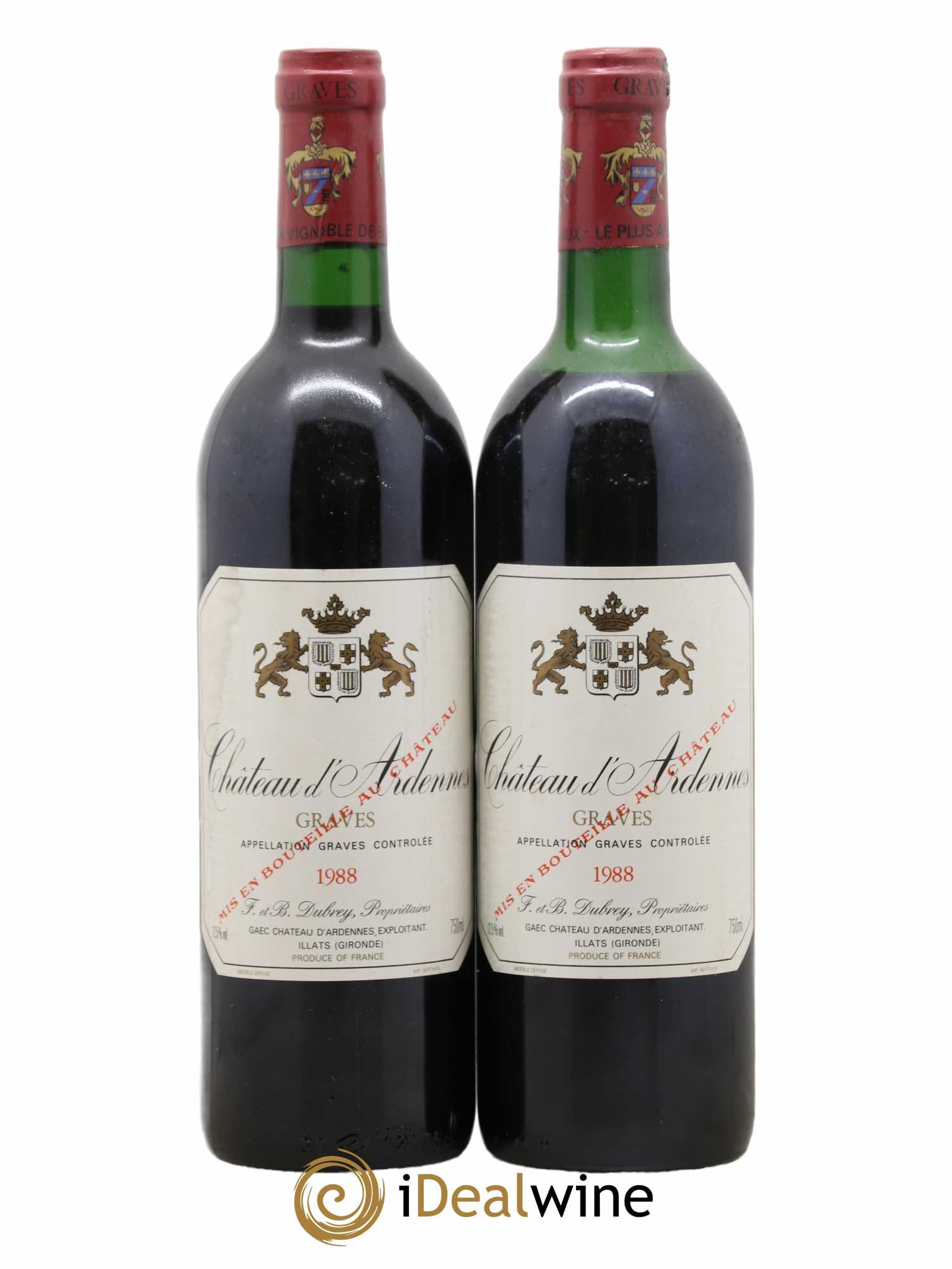 Graves Château D'Ardennes F Et Dubrey 1988 - Posten von 2 Flaschen - 0