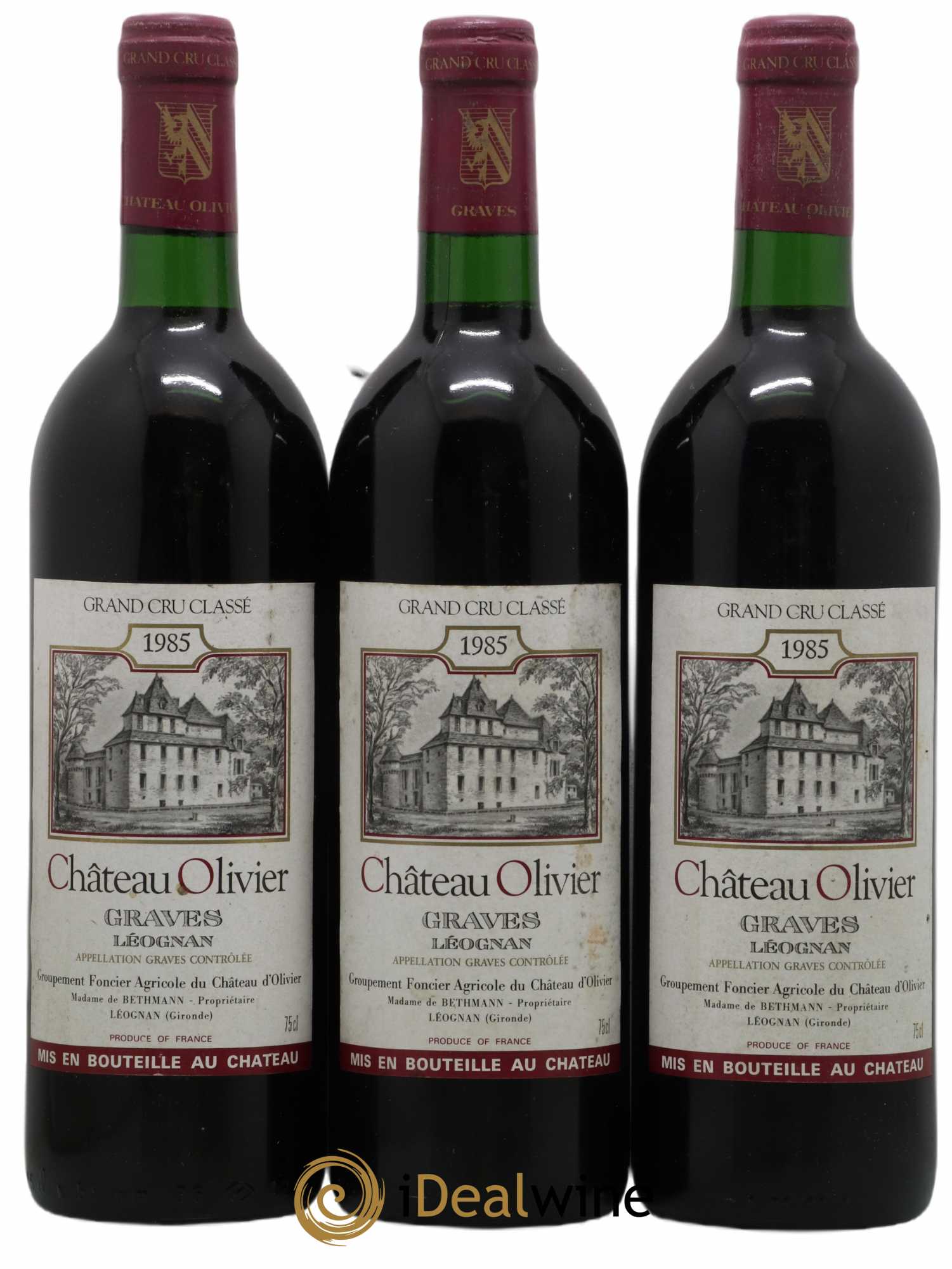 Château Olivier Cru Classé de Graves 1985 - Lot de 3 bouteilles - 0