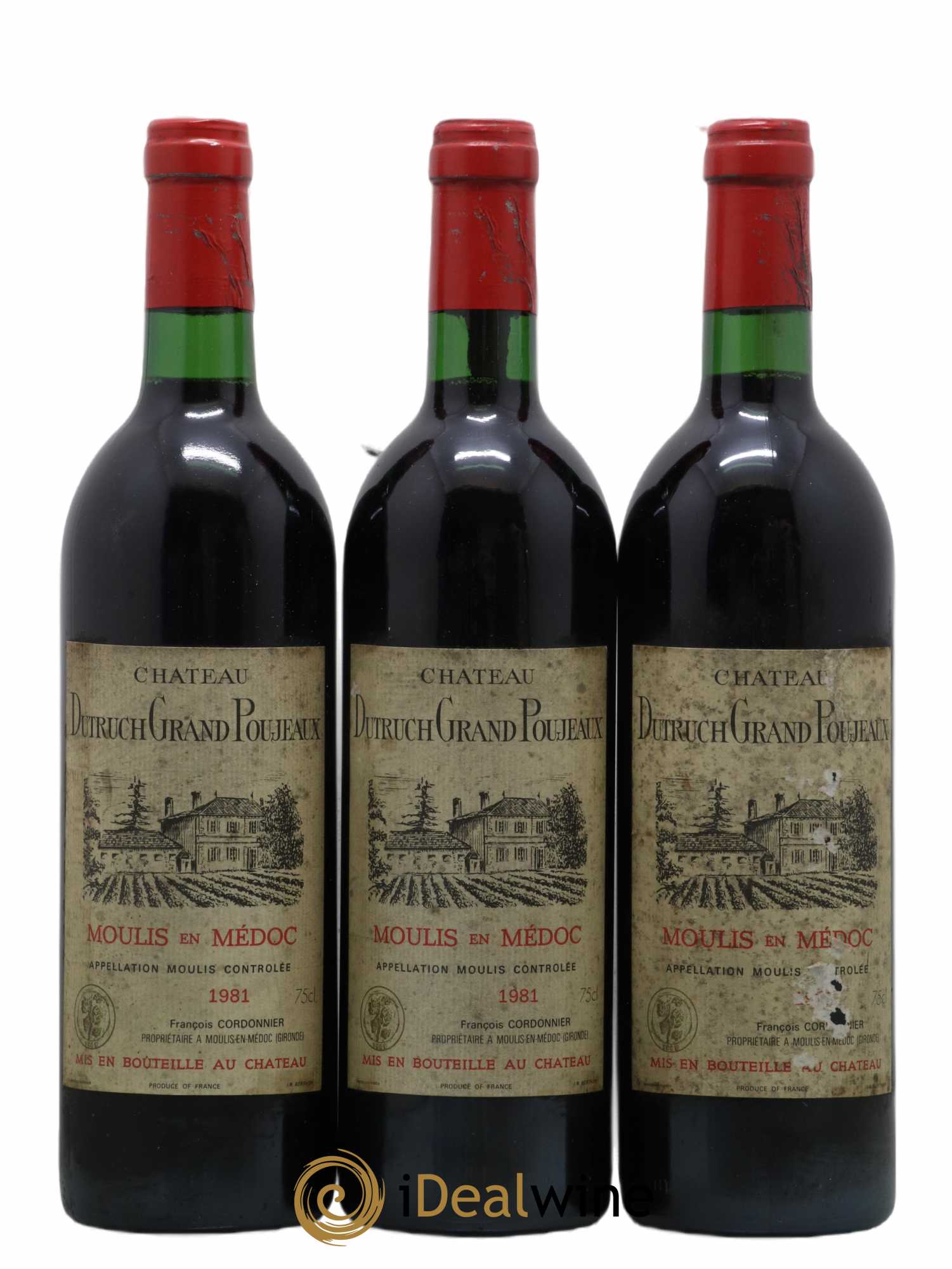 Château Dutruch Grand Poujeaux Cru Bourgeois 1981 - Lot de 3 bouteilles - 0