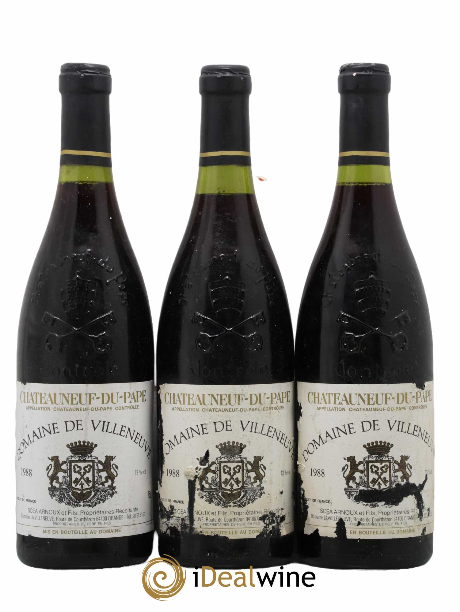 Châteauneuf-du-Pape Domaine de Villeneuve 1988 - Lot de 3 bouteilles - 0