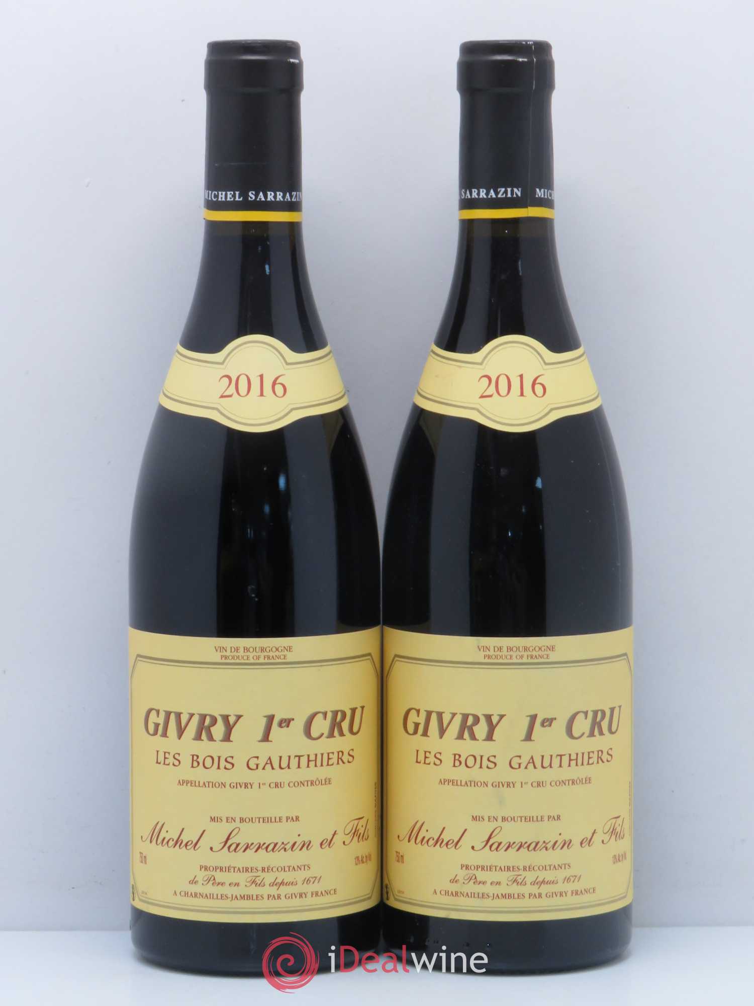 Givry 1er Cru Les Bois Gauthiers Michel Sarrazin et Fils 2016 - Posten von 2 Flaschen - 0