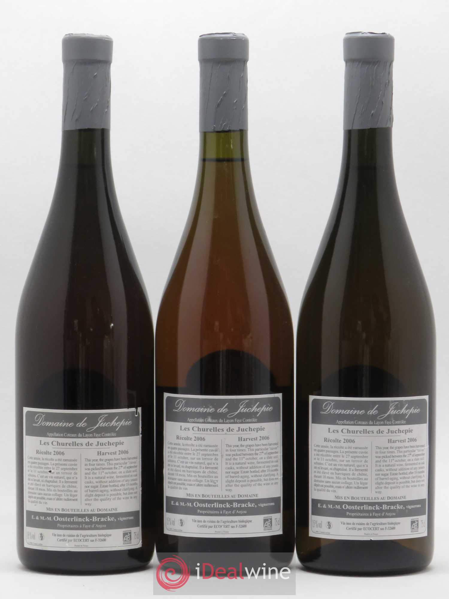 Coteaux du Layon Faye Les Churelles de Juchepie Domaine Juchepie (sans prix de réserve) 2006 - Lotto di 3 bottiglie - 1