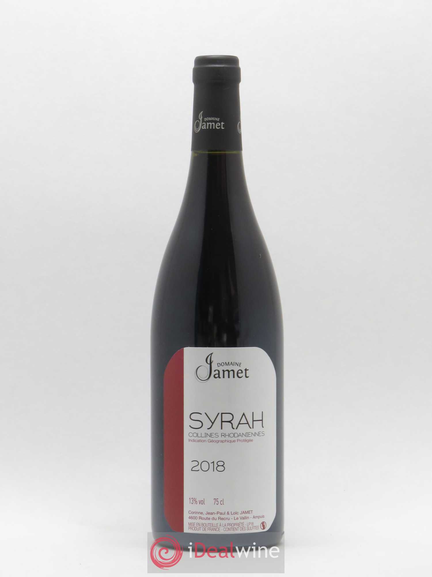 Collines Rhodaniennes Syrah Jamet (Domaine) 2018 - Lot de 1 bouteille - 0