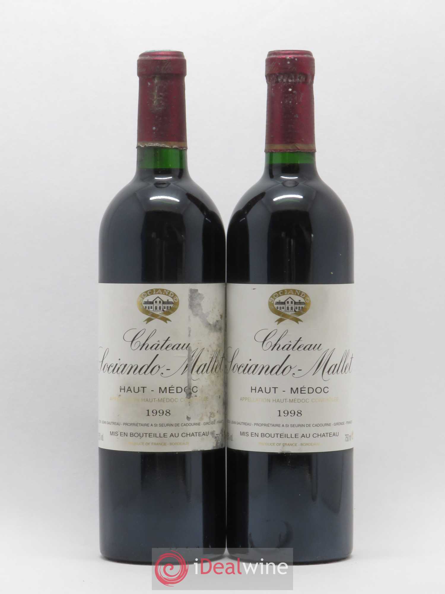 Château Sociando Mallet (sans prix de réserve) 1998 - Lot de 2 bouteilles - 0