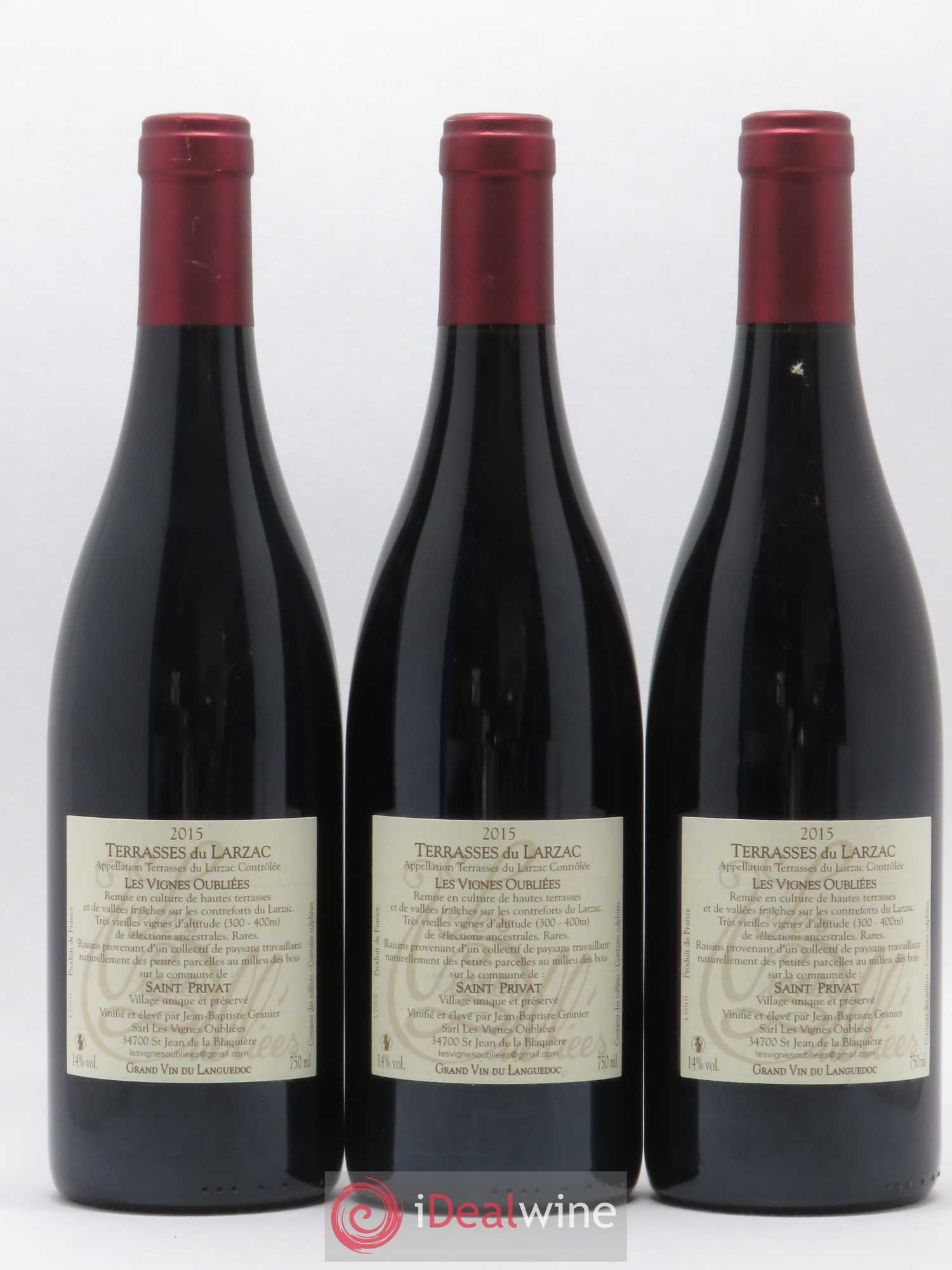 Terrasses du Larzac Les Vignes Oubliées Jean-Baptiste Granier 2015 - Lot de 3 bouteilles - 1