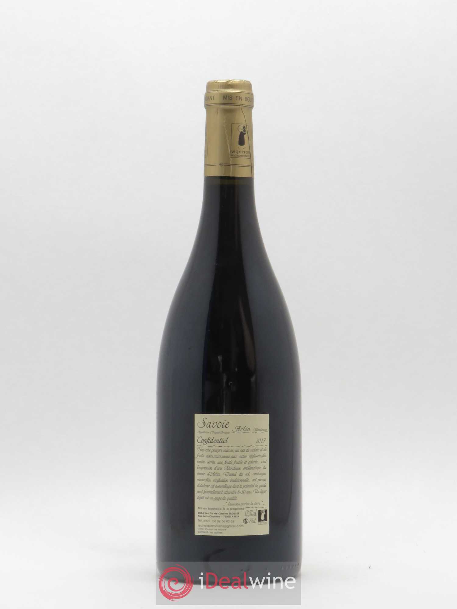 Vin de Savoie Arbin Mondeuse Confidentiel Trosset 2017 - Lot de 1 bouteille - 1