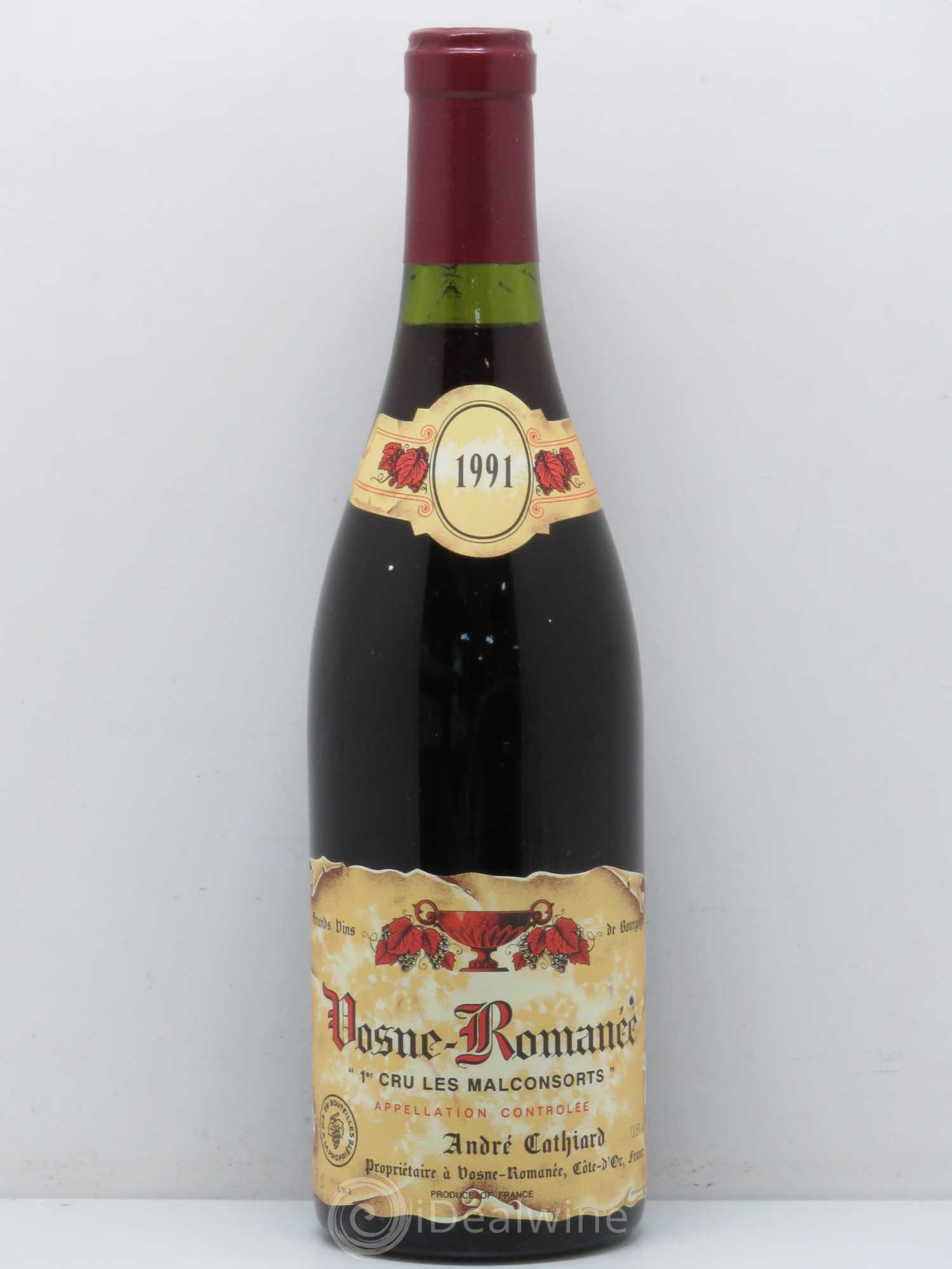 Vosne-Romanée 1er Cru Les Malconsorts Domaine Andre Cathiard 1991 - Posten von 1 Flasche - 0